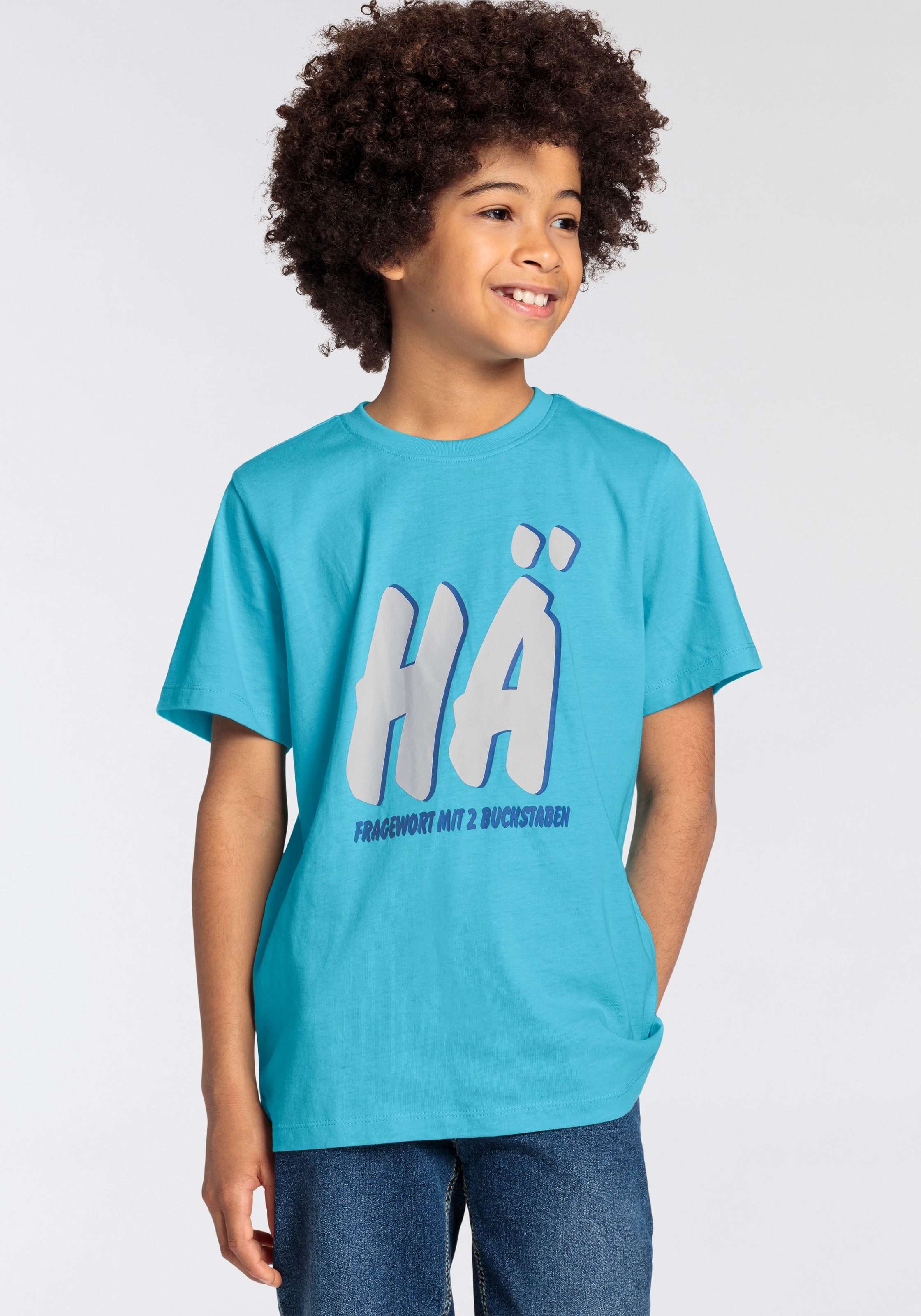 KIDSWORLD T-Shirt »FRAGEWORT MIT 2 BUCHSTABEN«, Kurzarm, Basic Passform, mit Statements/Sprüchen