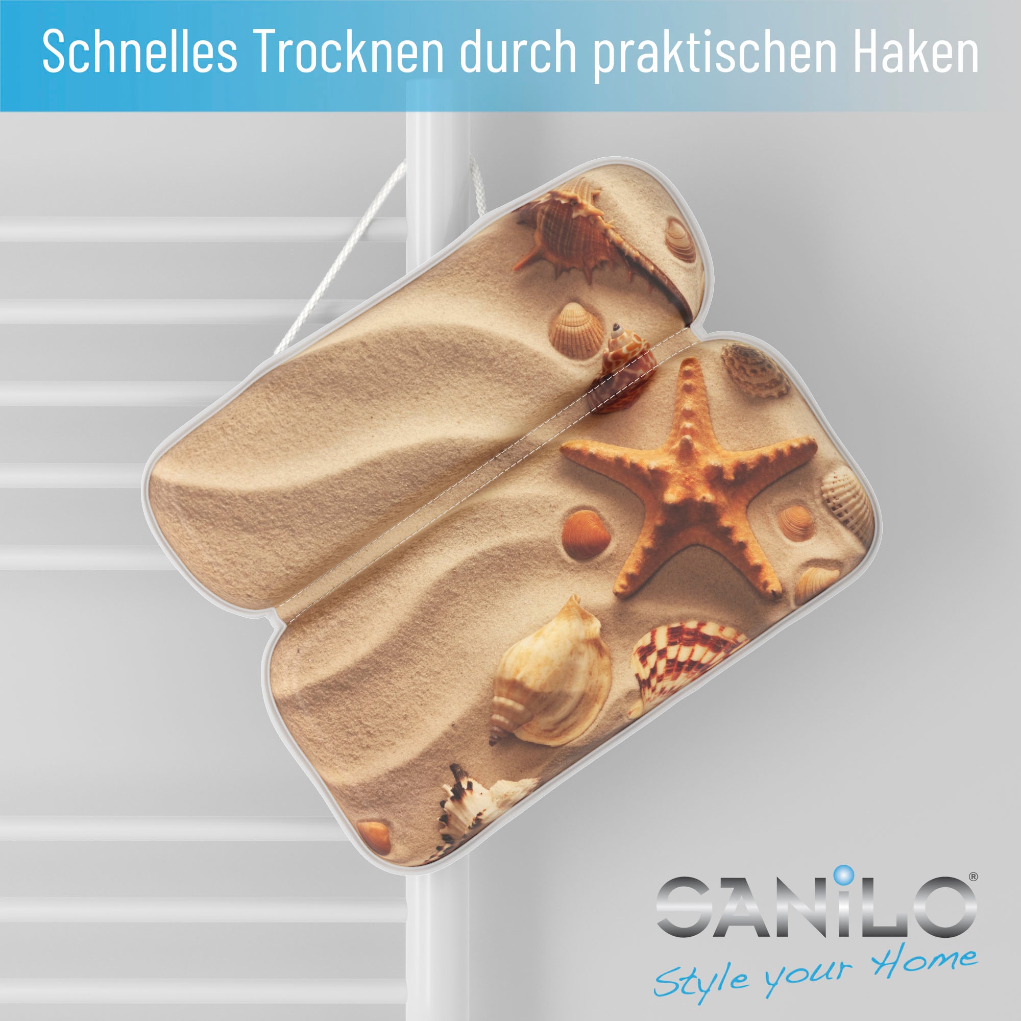 Sanilo Nackenkissen »Badewannenkissen Sanibel«, bequem, rutschfest, kräftige Farben, mit 7 starken Saugnäpfen