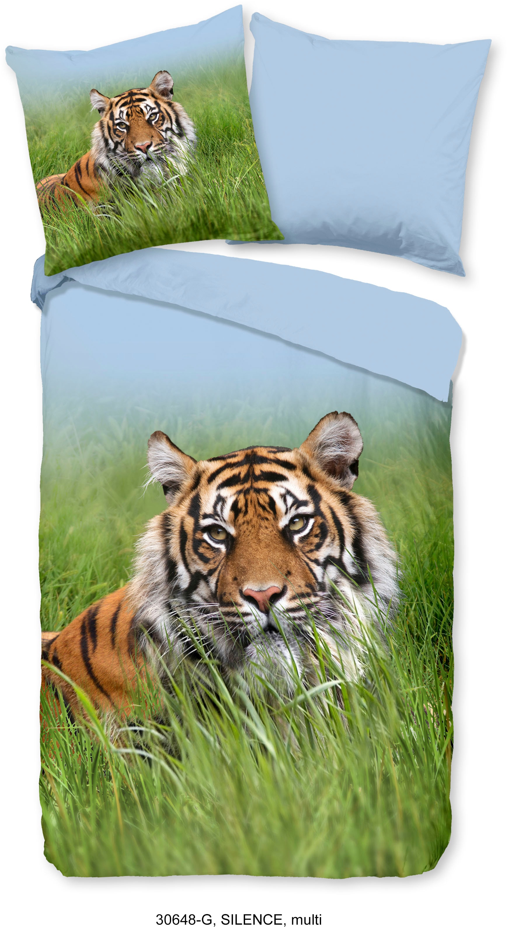 good morning Wendebettwäsche »Silencet«, 100% Baumwolle, 2 Teilig, 135x200, Reissverschluss, Wendeoptik, Tiger