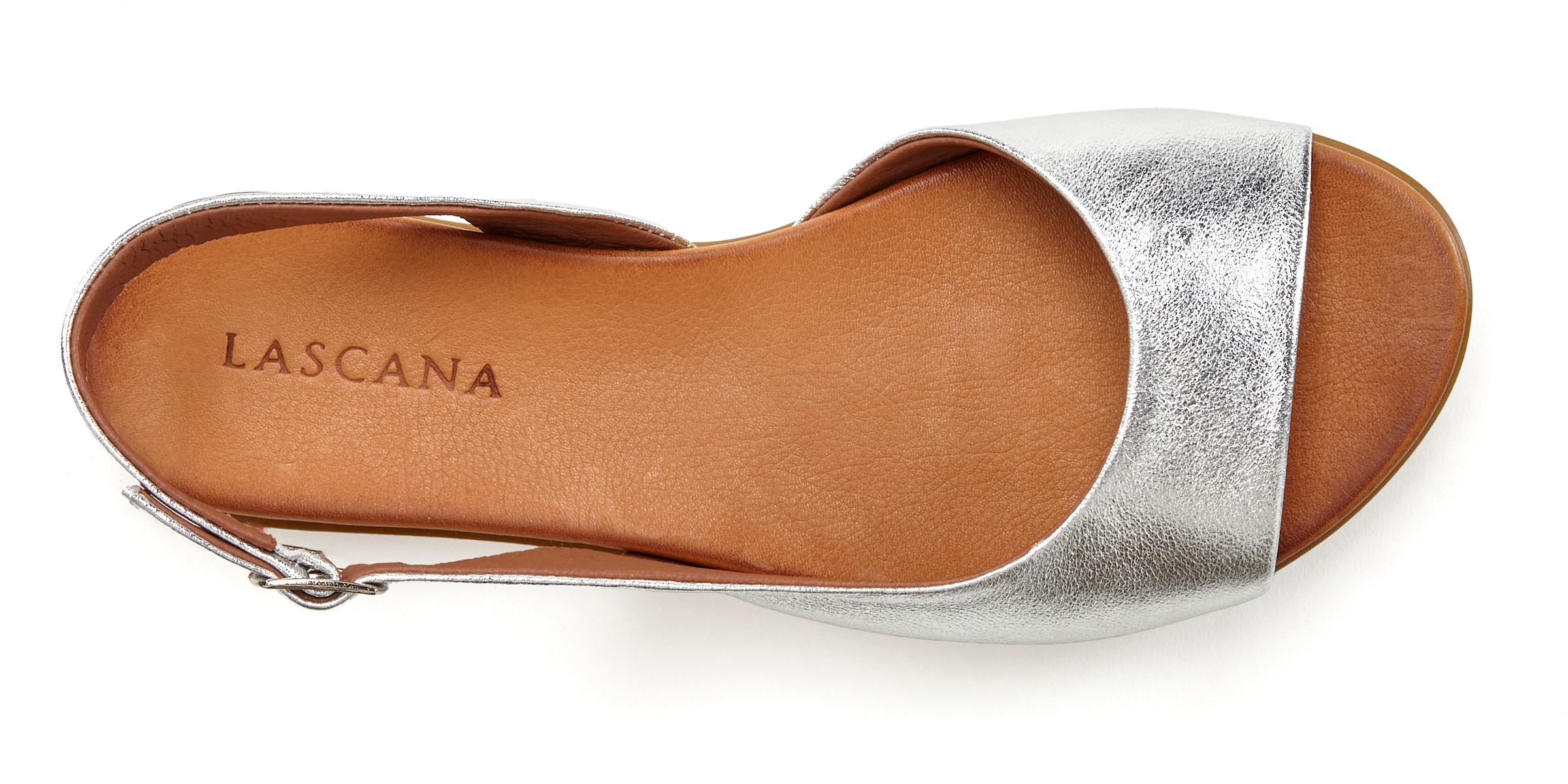 LASCANA Sandale, aus Leder in modischer Metallic-Optik, Sandalette, Sommerschuh