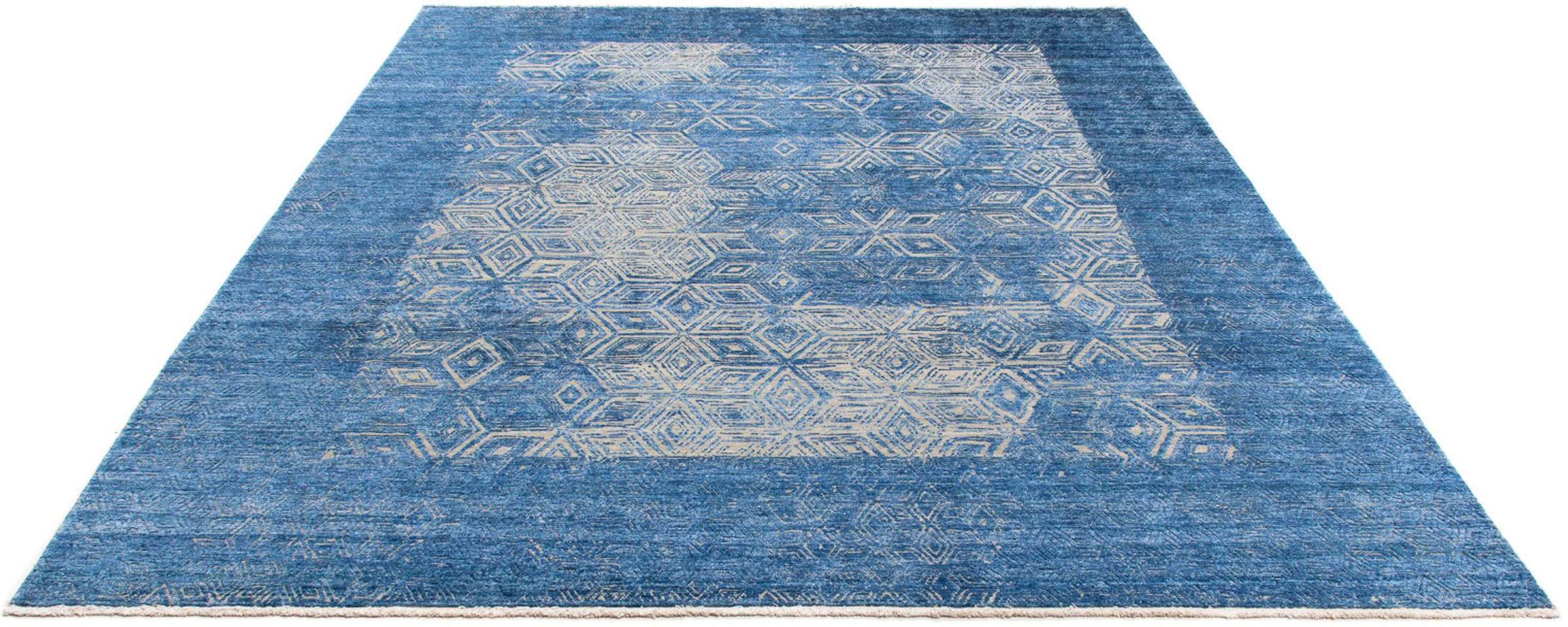 morgenland Designteppich »Designer - 307 x 248 cm - blau«, rechteckig, Wohnzimmer, Handgeknüpft, Einzelstück mit Zertifikat