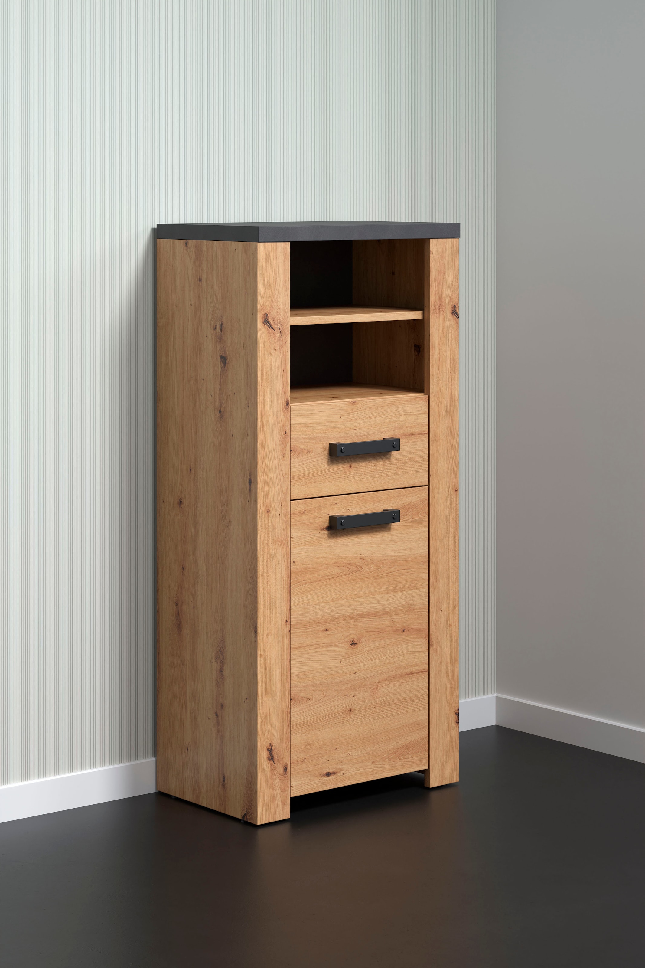 Home affaire Midischrank »Ambres«, (1 St.), Badschrank in matter Echtholzoptik - Masse (B/T/H) 53/35/118 cm