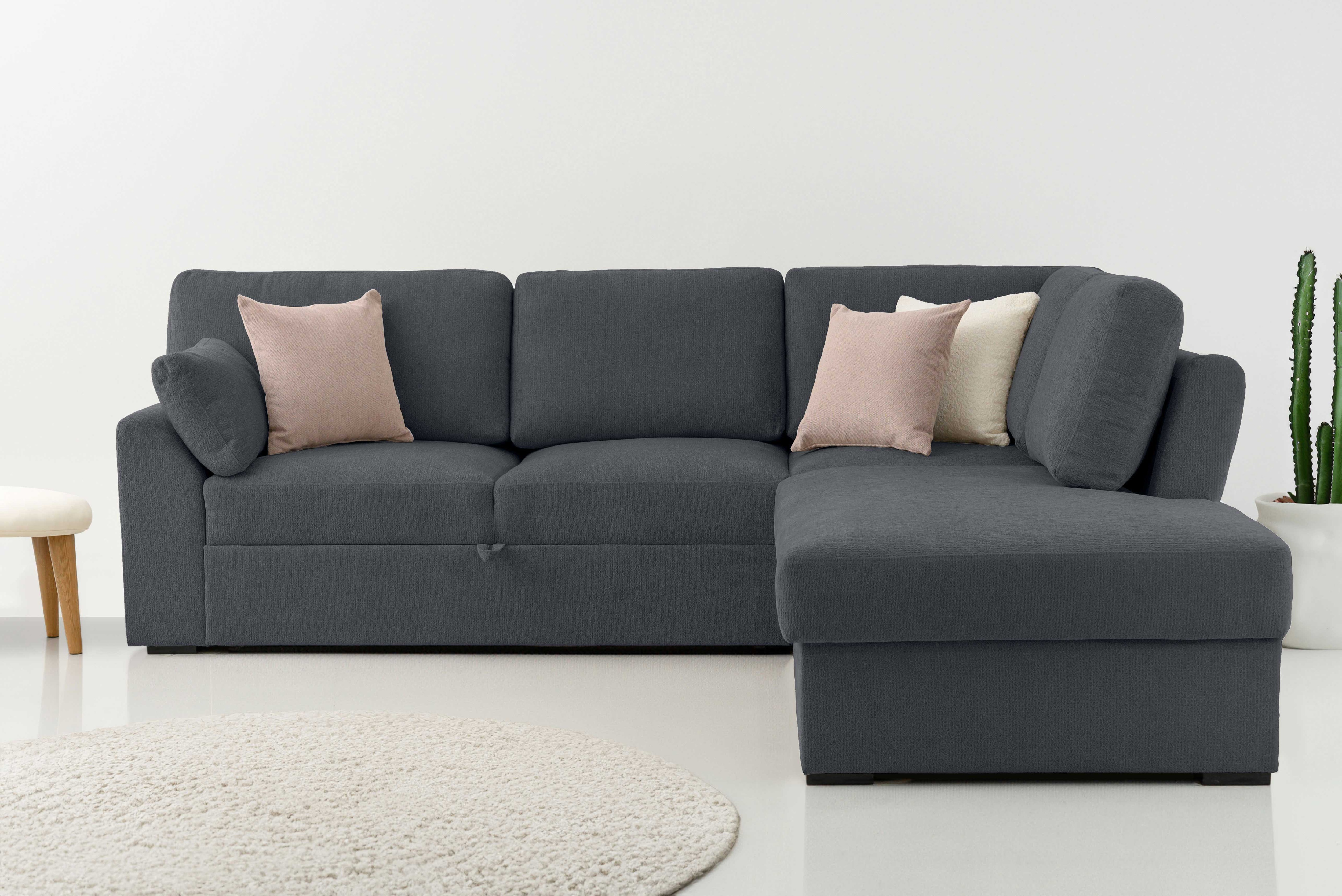 GOODproduct Ecksofa "Citry" Breite 242 cm, Chenille, Bettfunktion, Bettkasten, L-Form