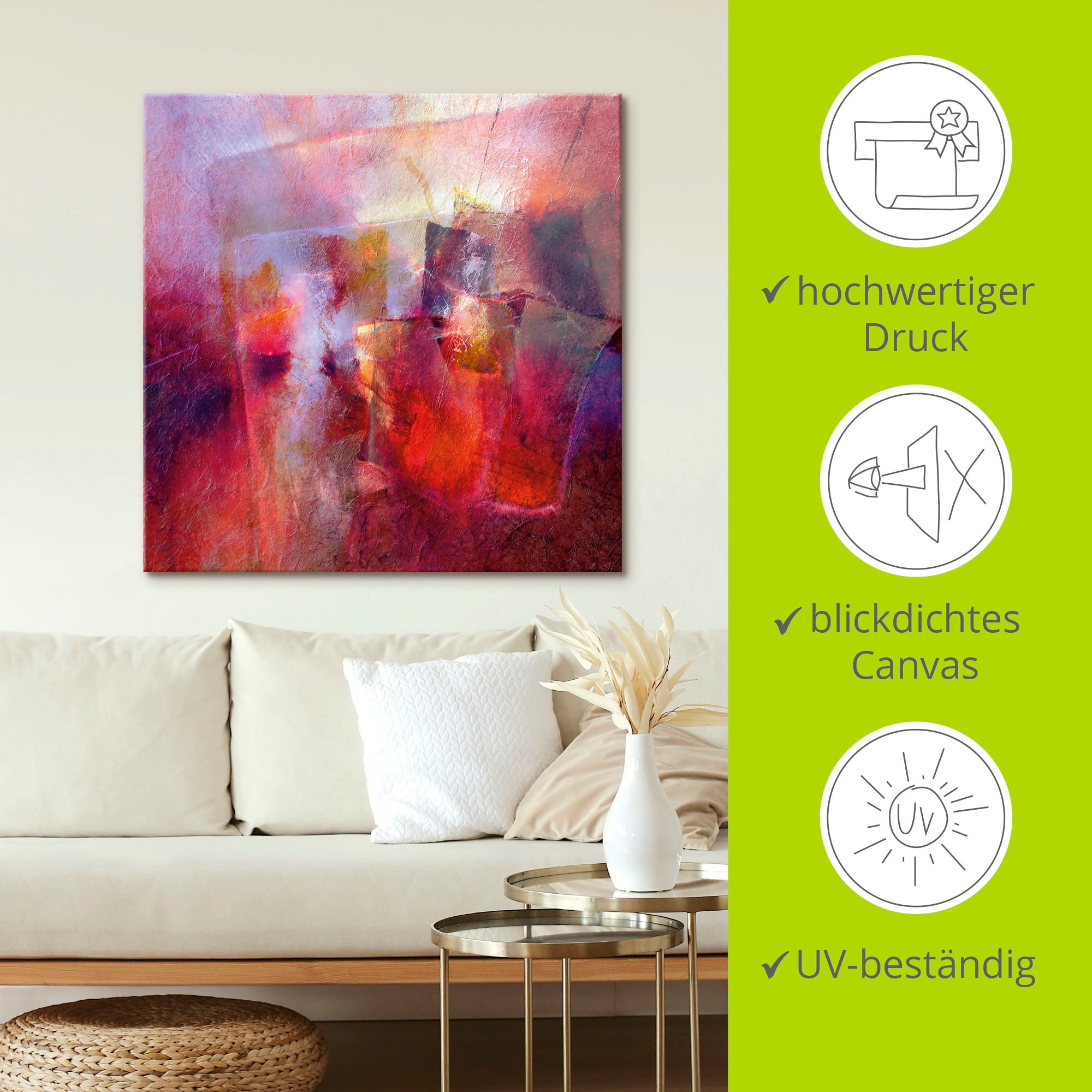 Artland Wandbild »Sommer Abstrakt«, Gegenstandslos, (1 St.), als Leinwandbild, Poster in verschied. Grössen