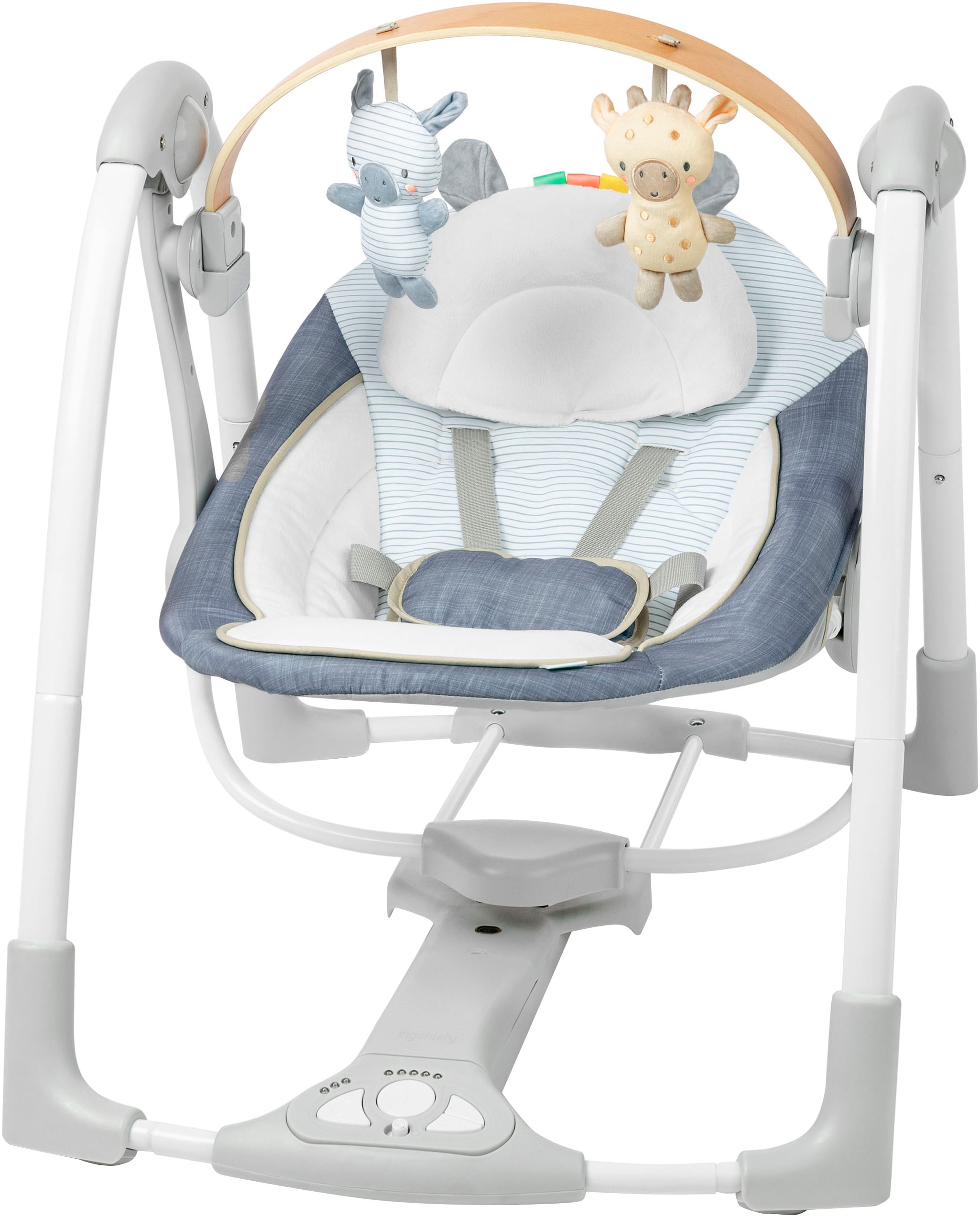 ingenuity Babywippe »Swing 'n Go Portable Swing™ - Chambray« bis 9 kg mit Melodien und Geräuschen