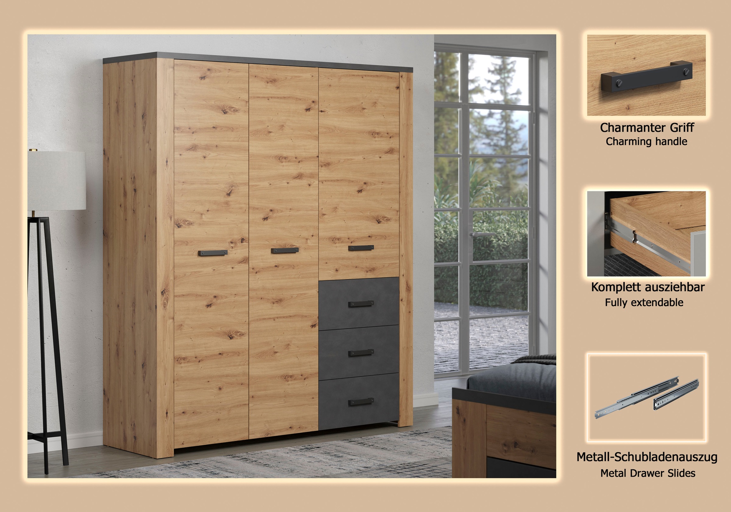 Home affaire Kleiderschrank »Ambres«, (1 St.)
