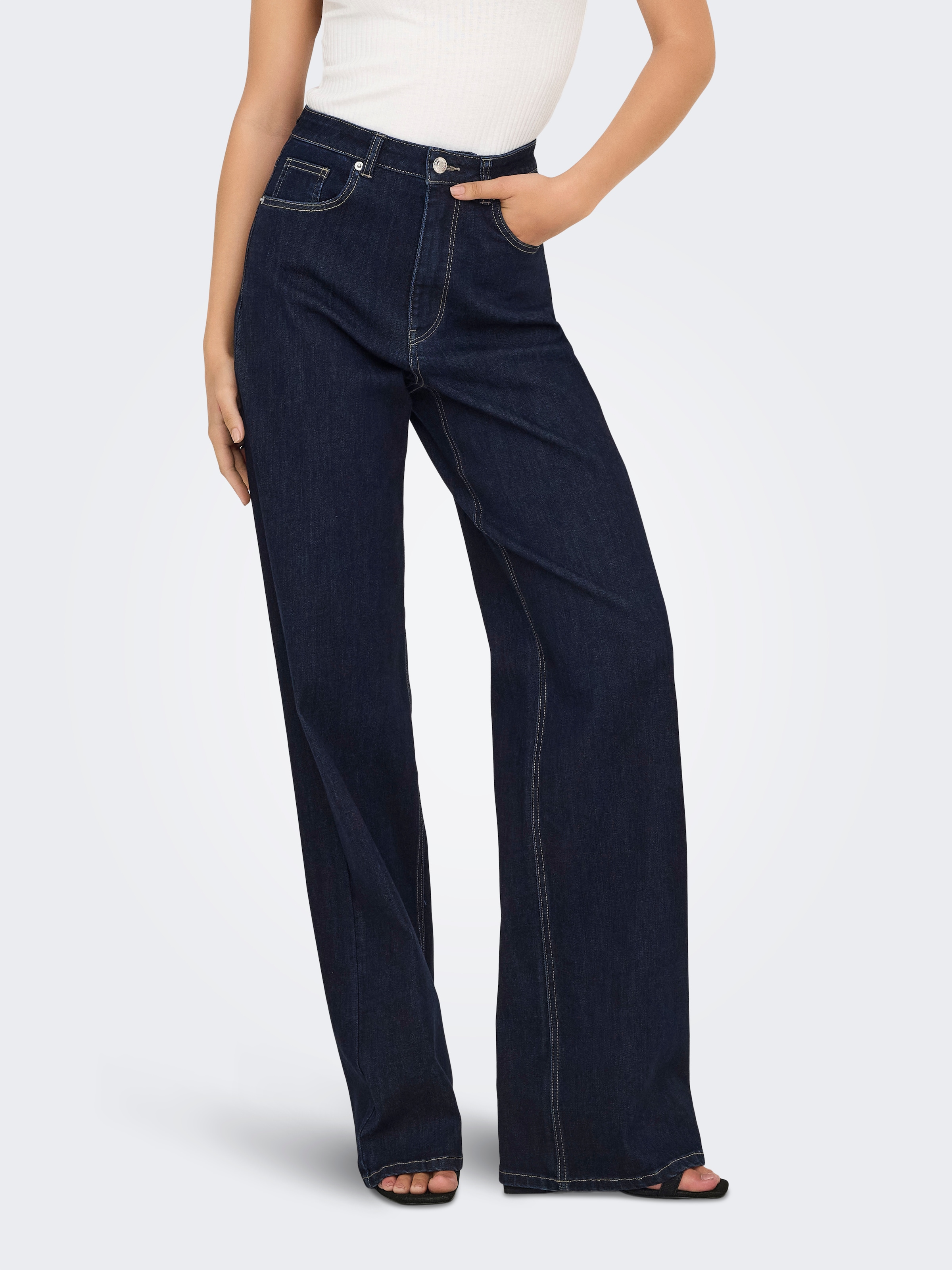 ONLY High-waist-Jeans "ONLJUICY-WAUW HW WIDE DNM GUA334 NOOS" Materialmix, high waist, wide fit