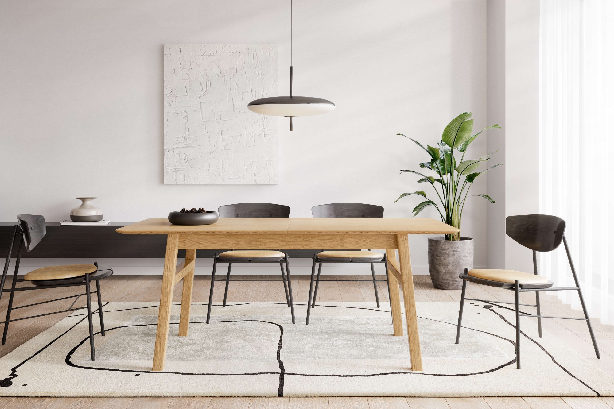 Woodman Esstisch »Curved«, Scandi Design, Breite 180 cm, ausziehbar auf 220 cm, FSC®-zertifiziert