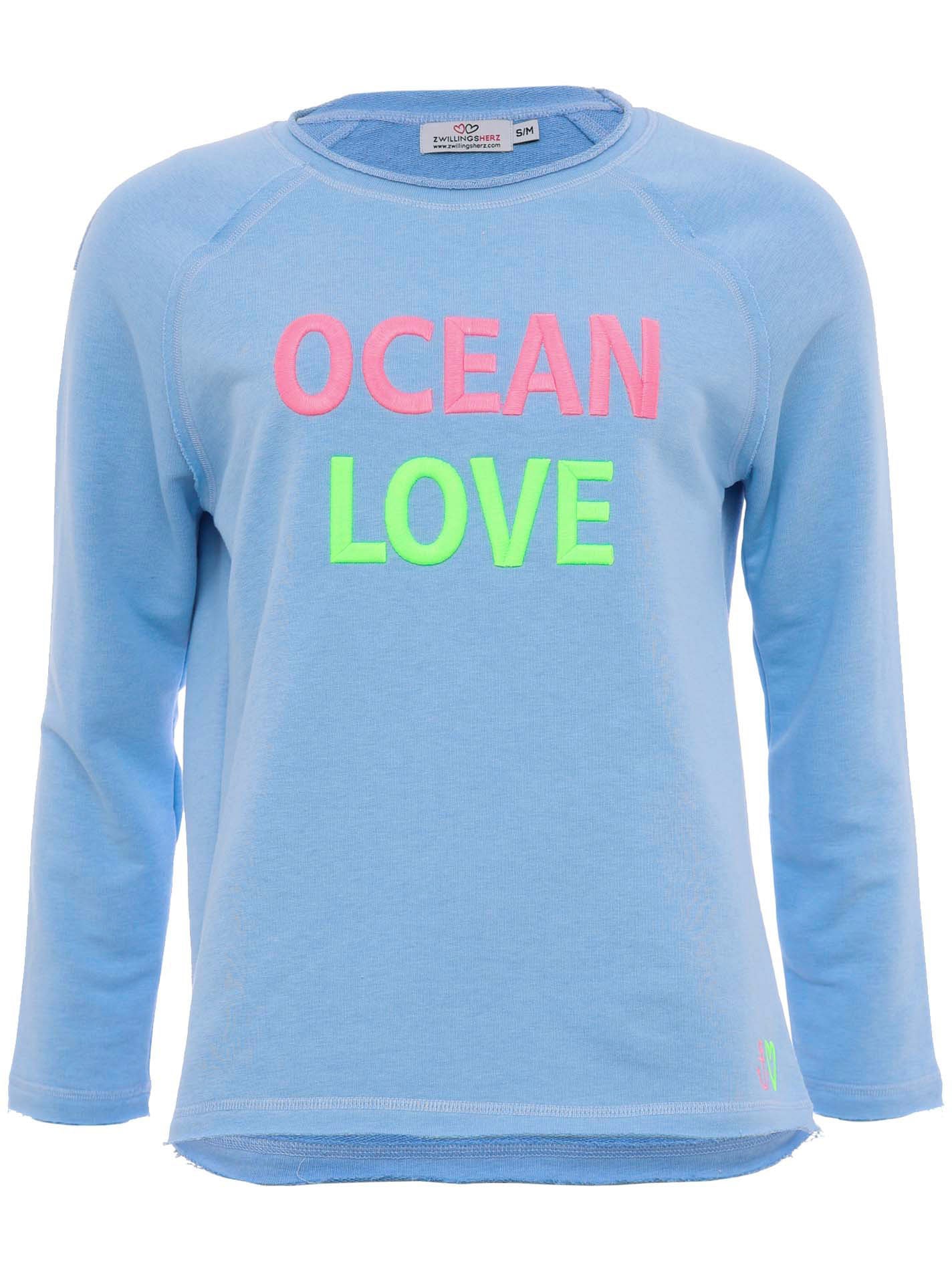 Langarmshirt, mit "Ocean Love"-Aufdruck und Used-Look