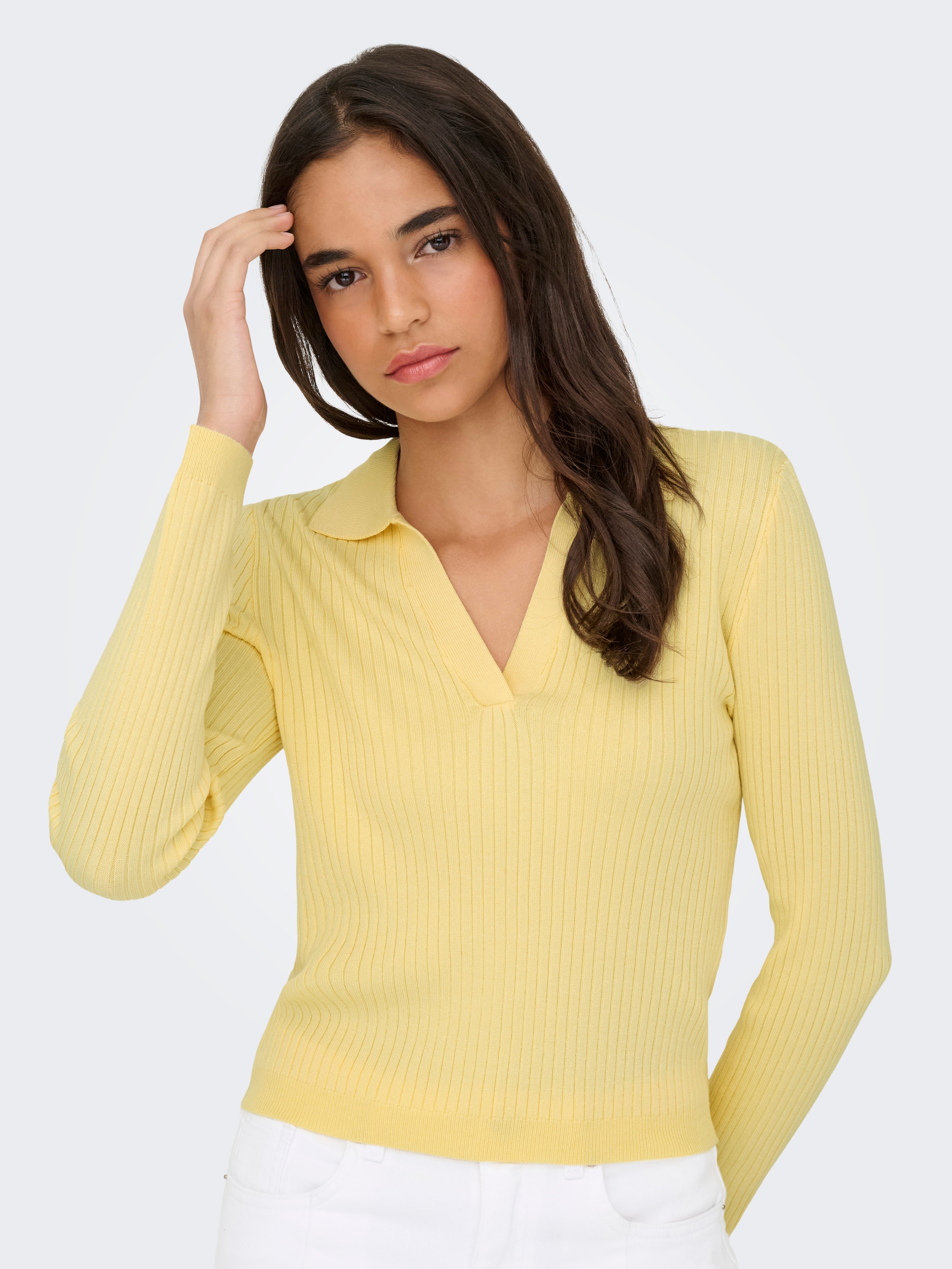 ONLY Polokragenpullover "ONLKAYA LS POLO PULLOVER EX KNT" Rippstrick
