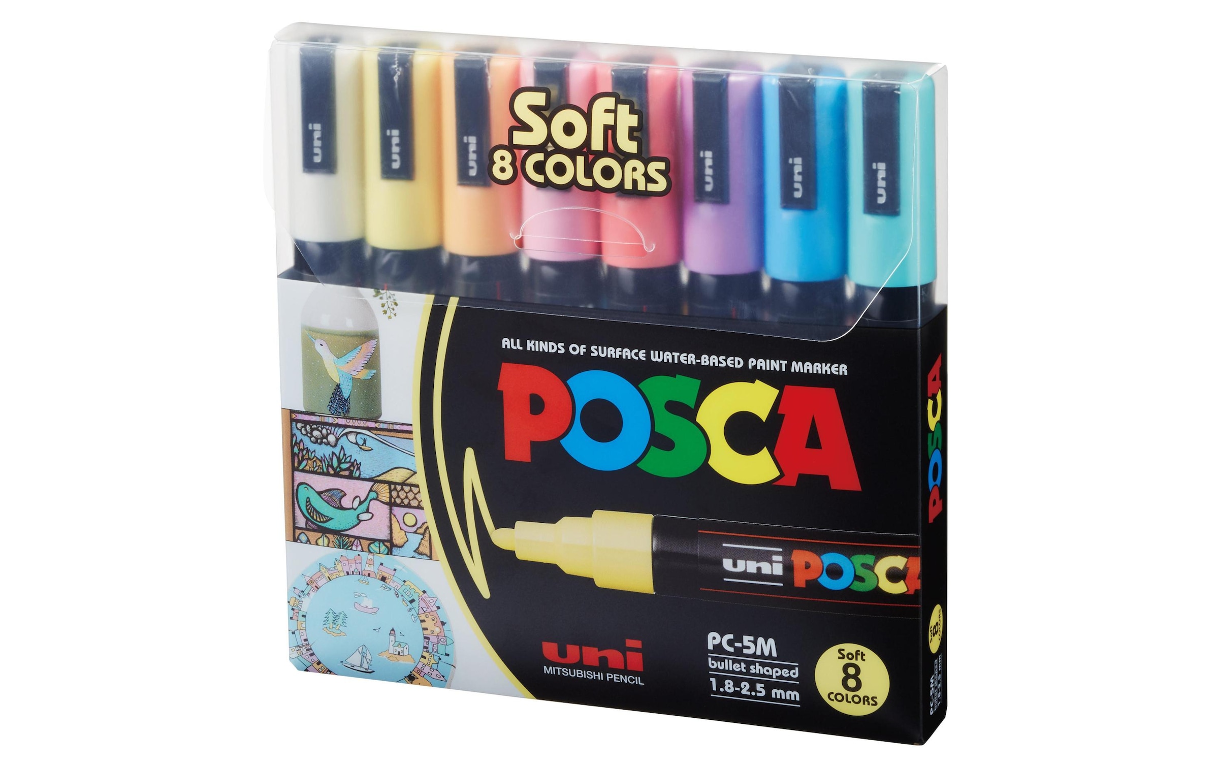 Permanentmarker »Uni POSCA Softcolors 8 Stück«, (8 tlg.)