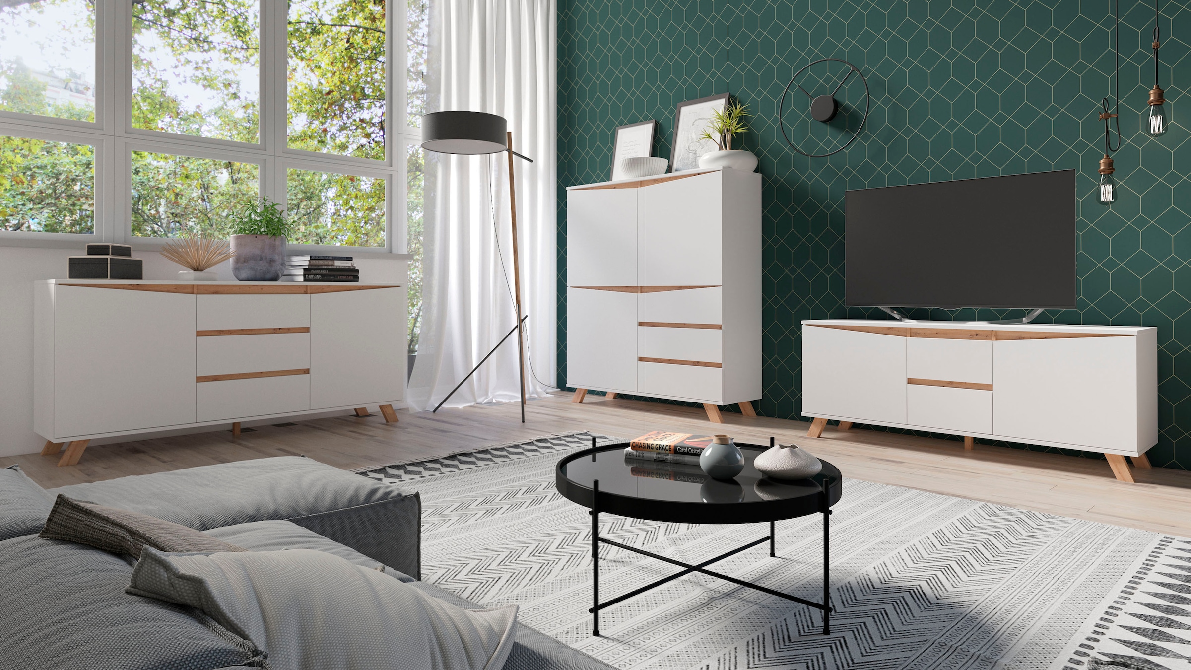 Homexperts Sideboard »Vicky«, Breite 160 cm oder 180 cm, in matt weiss