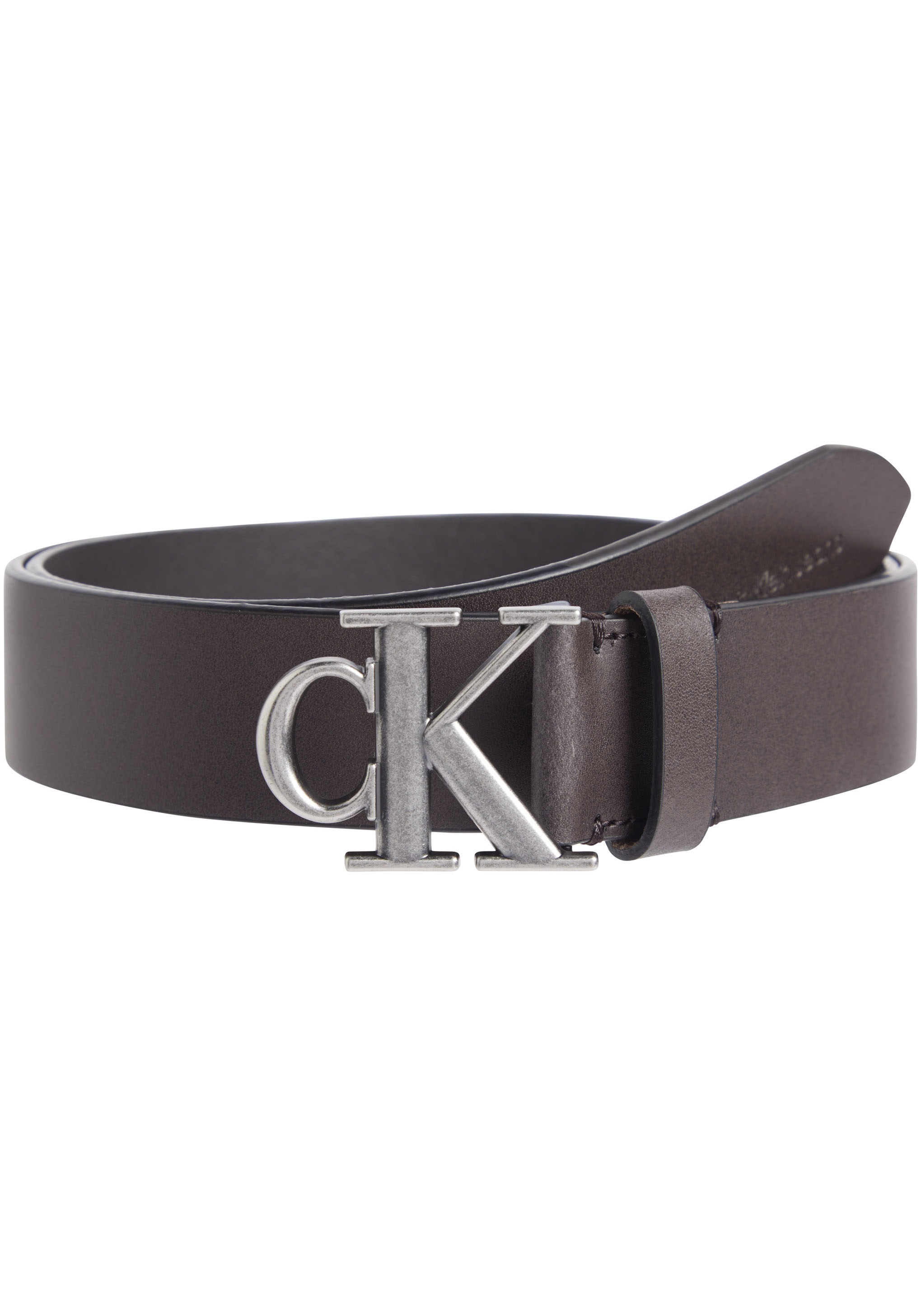 Calvin Klein Jeans Ledergürtel »ROUND MONO PLAQUE LTHR BELT 35MM« mit CK-Logoschliesse