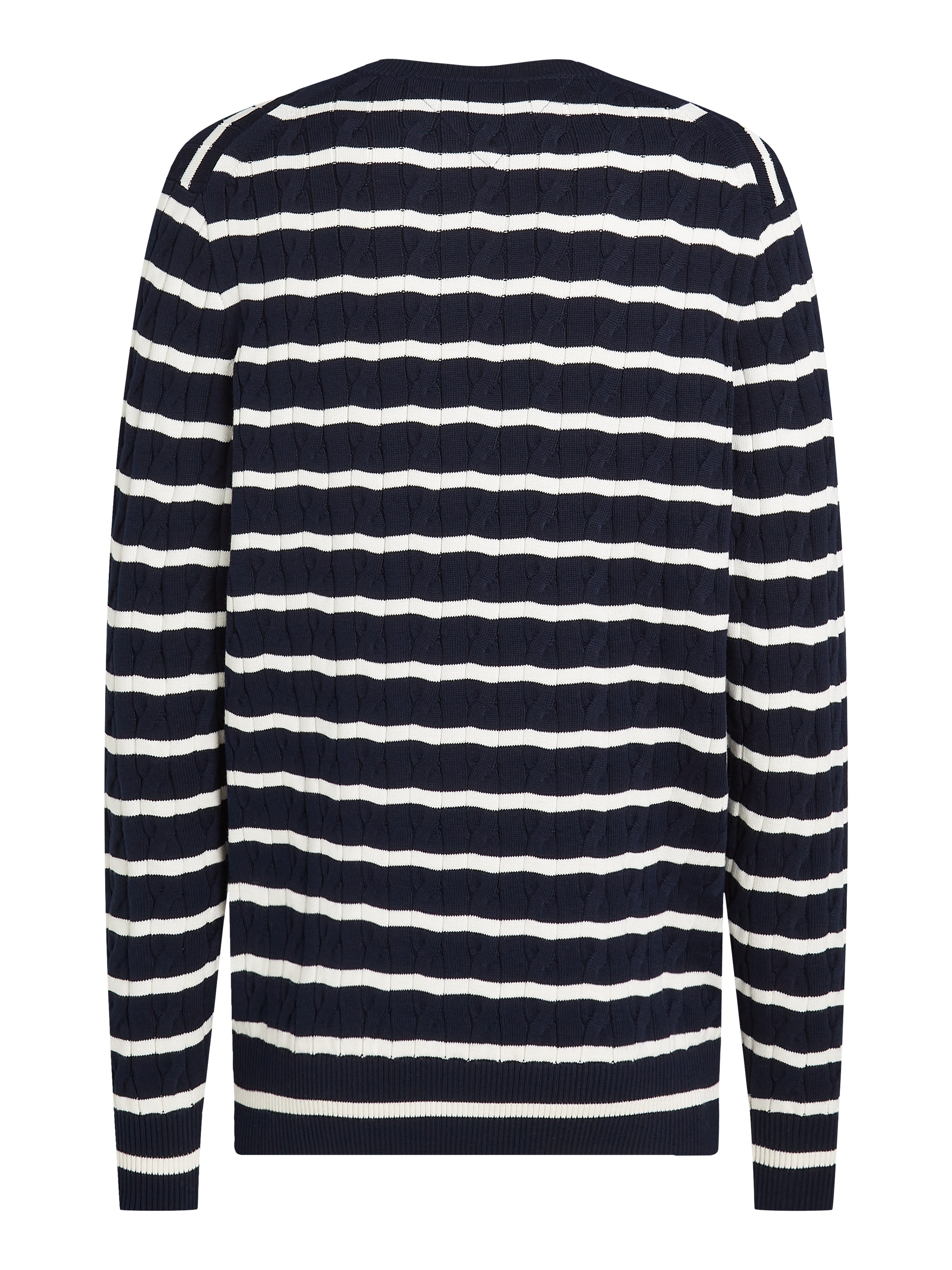 Tommy Hilfiger Strickpullover »CLASSIC CABLE CREW NECK mit Strukturstrick und Flaglabel«, unifarben, casual, regular fit, Baumwolle, Rundhals