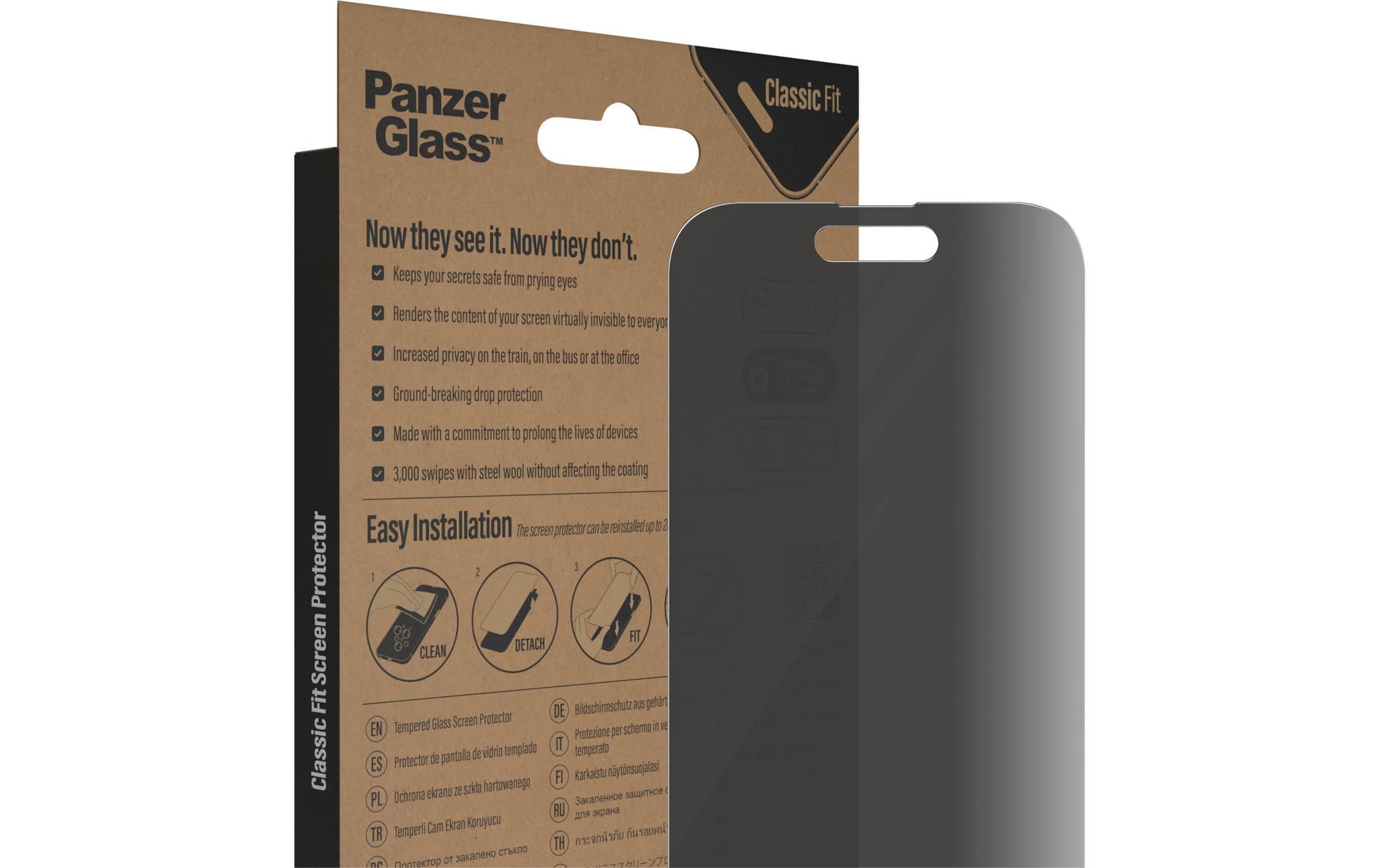 PanzerGlass Displayschutzglas »Classic Fit Privacy iPhone 14 Pro«, für iPhone 14 Pro, (1 St.)