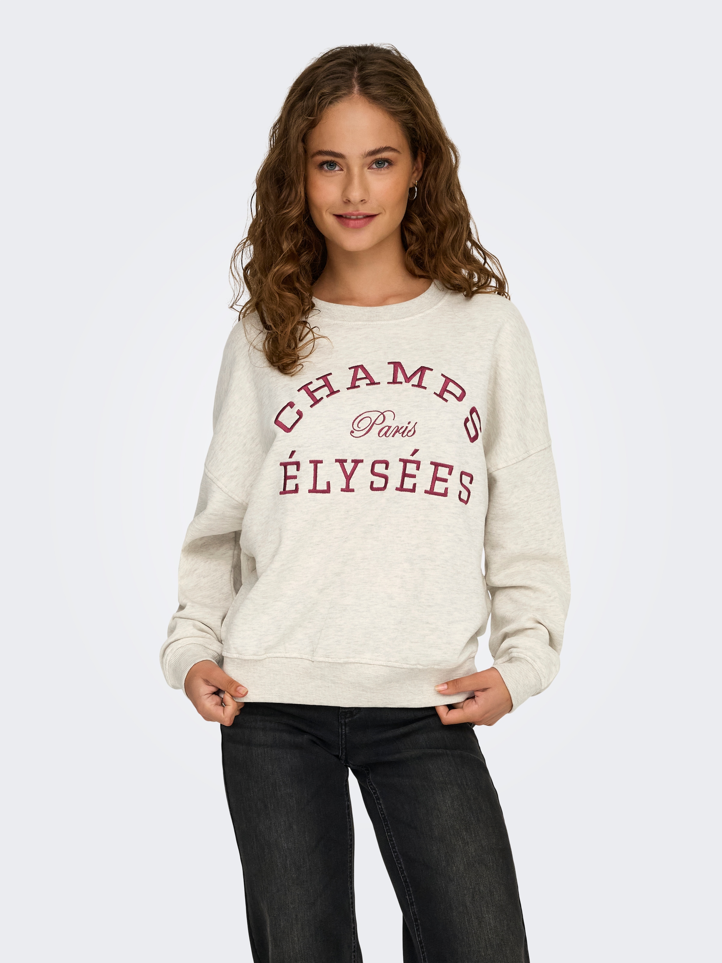 JDY Sweatshirt »JDYMESA L/S O-NECK EMB SWEAT JRS NOOS«, Baumwollmischung, regular fit