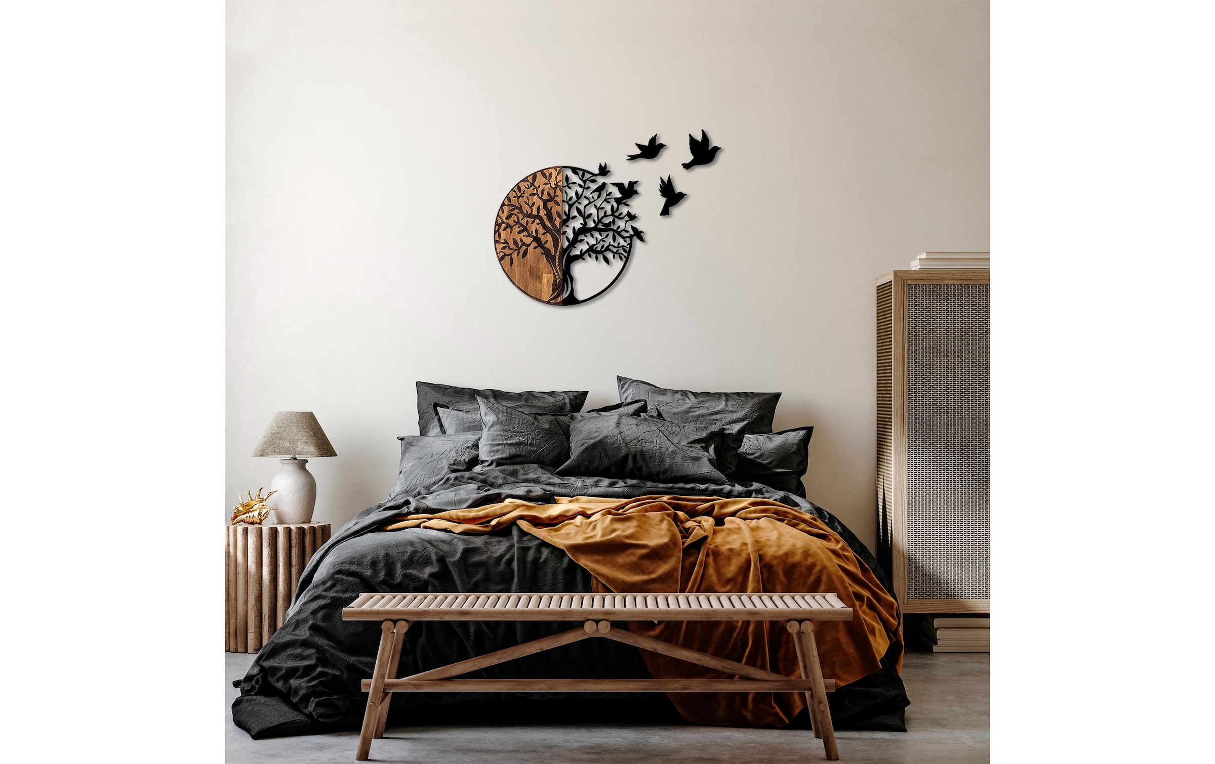 Wanddekoobjekt »Wallxpert Birds Tree 92 x 71 cm«