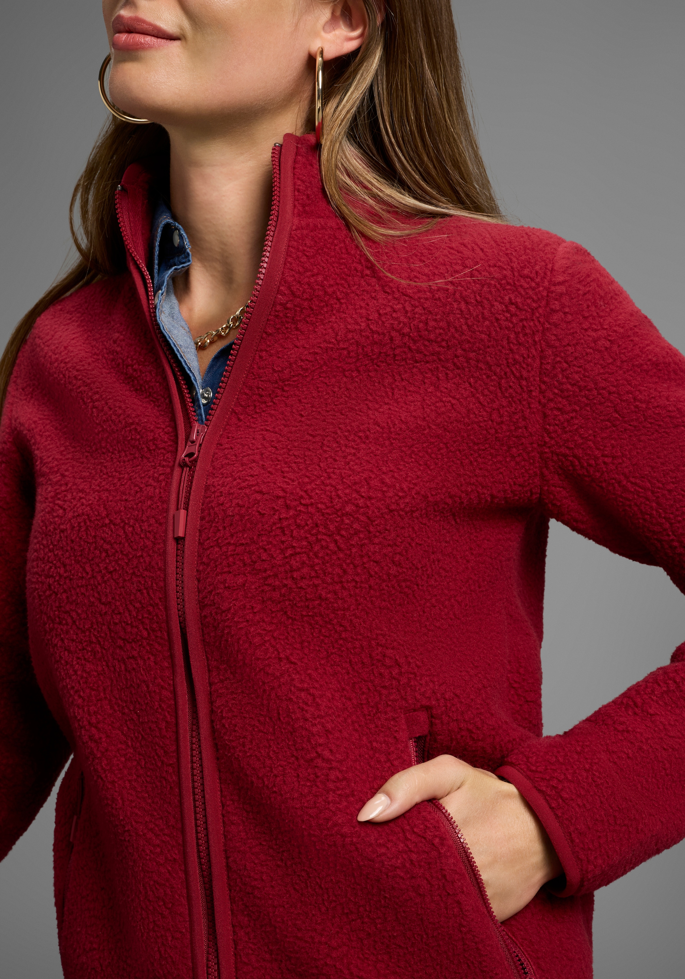 Polarino Fleecejacke, aus Sherpa Fleece, Teddyjacke