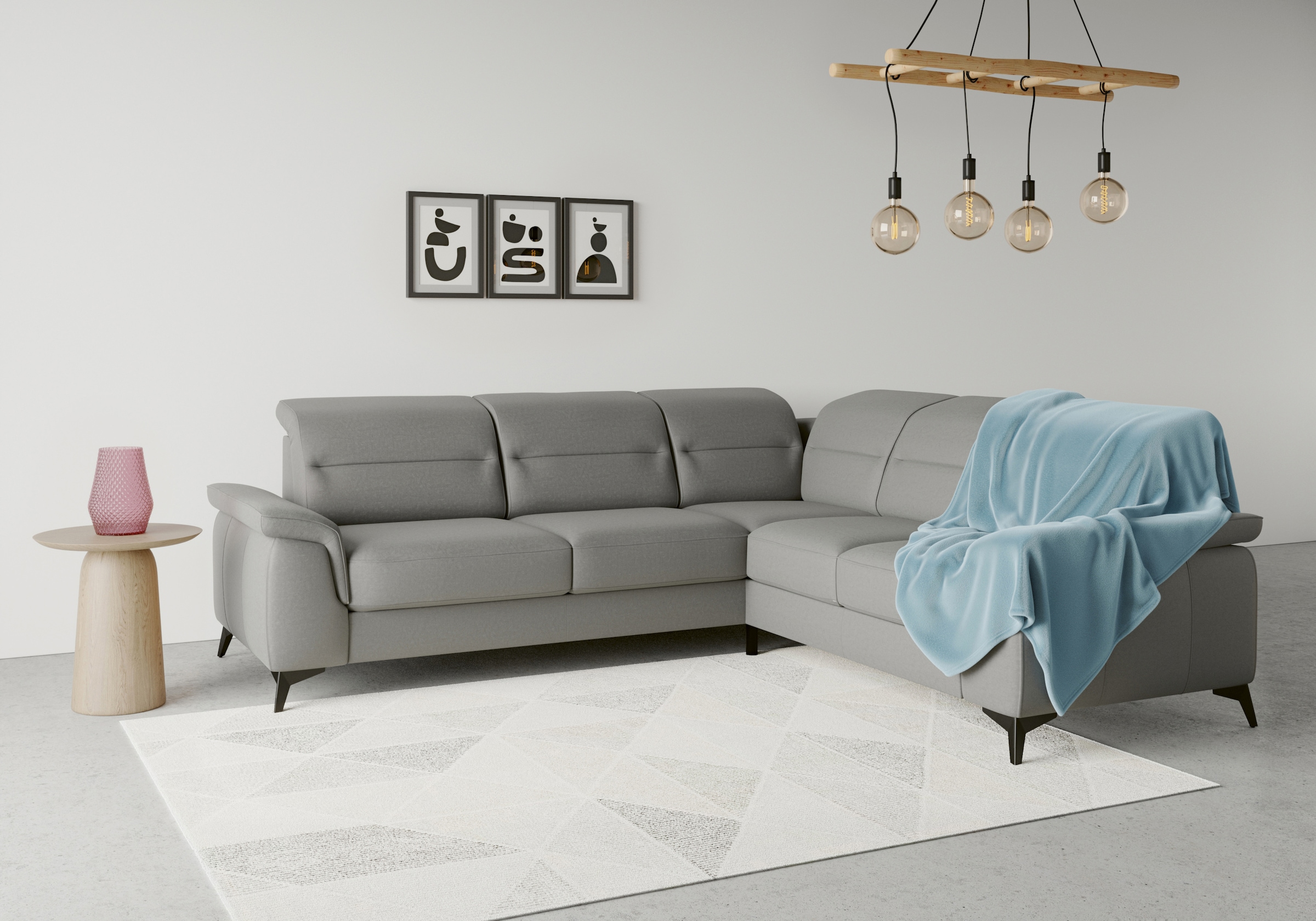 sit&more Ecksofa "Sinatra L-Form" optinal mit Kopfteilverstellung und Armteilfunktion, Metallfüsse