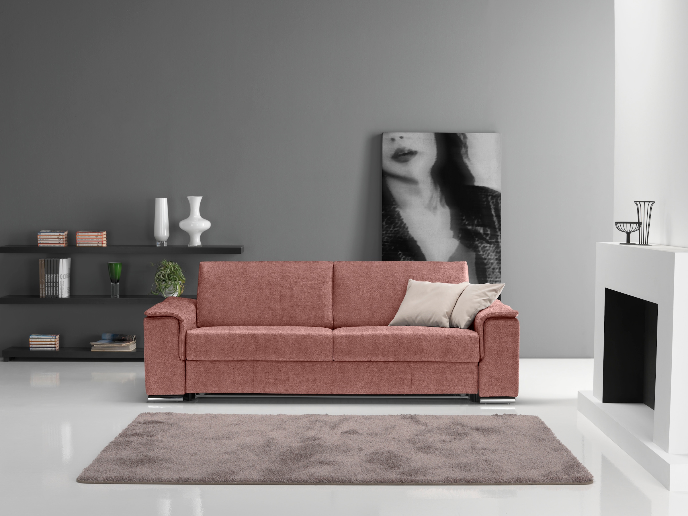 Egoitaliano 2,5-Sitzer "Cecilia, modern & elegant, erstklassiger Sitzkomfort, Breite 234cm" mit verchromten Metallfüssen