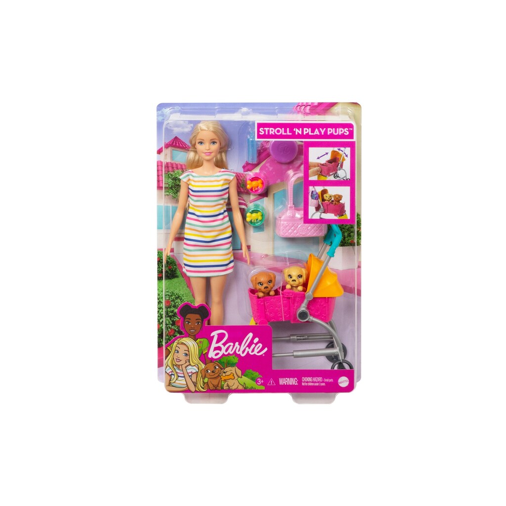 Barbie Spielfigur »Hundebuggy mit Puppe«, (Set)