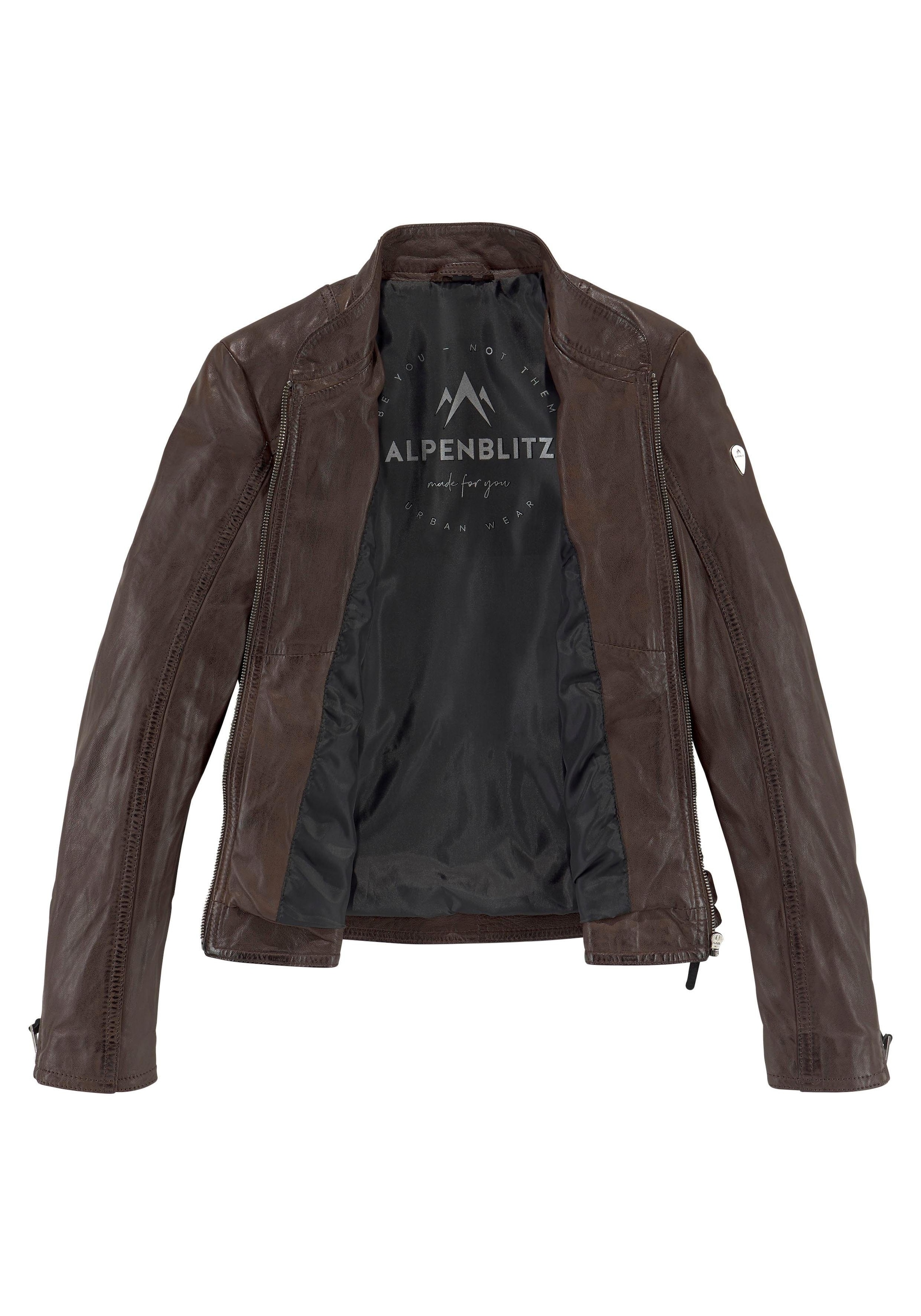 ALPENBLITZ Lederjacke »Athen«, im sportlichen Biker-Stil aus hochwertigem Lammnappaleder