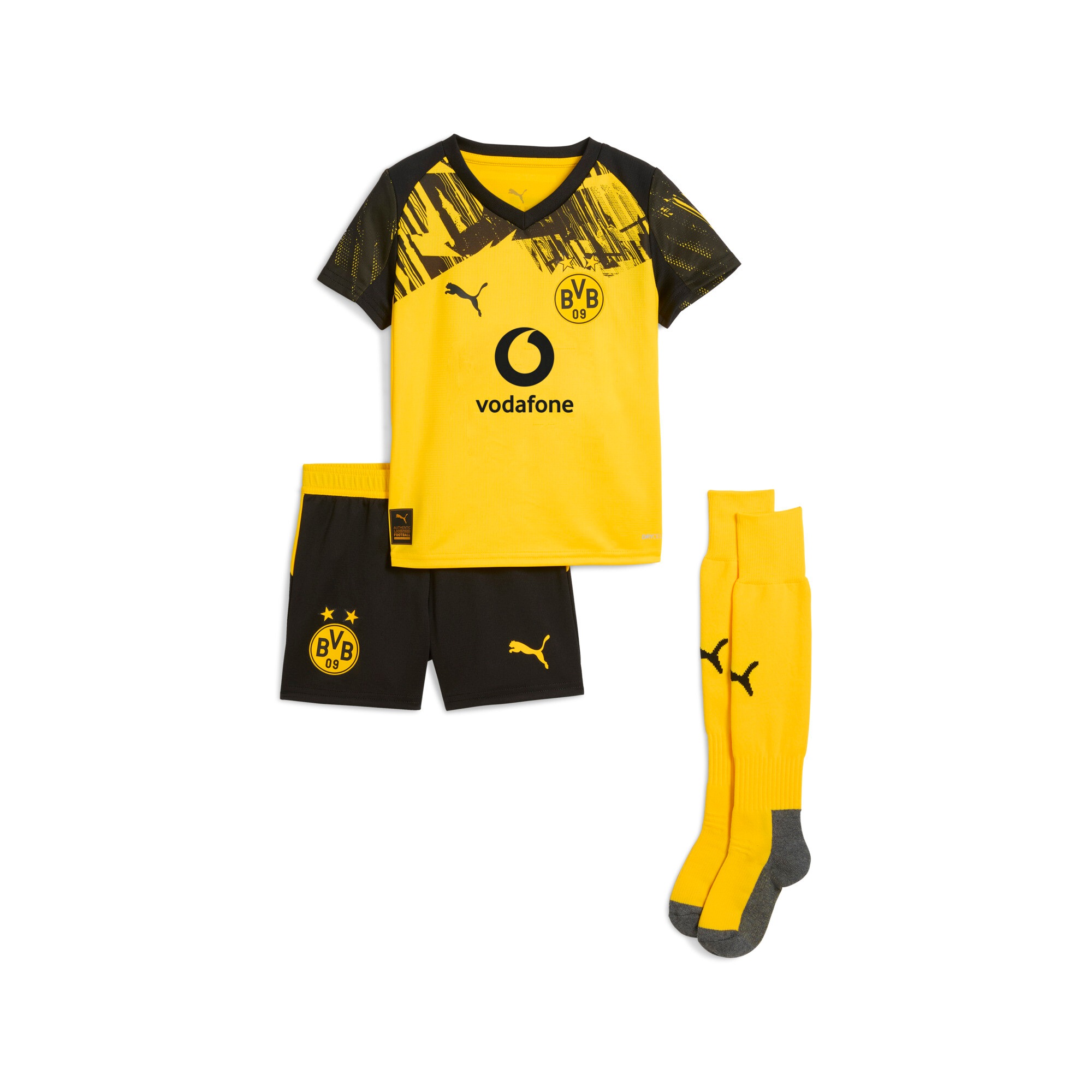 PUMA Trainingsanzug »BVB HOME MINIKIT WITH SPONSOR« für Kinder, Regular Fit, ohne Kapuze, feuchtigkeitsableitend
