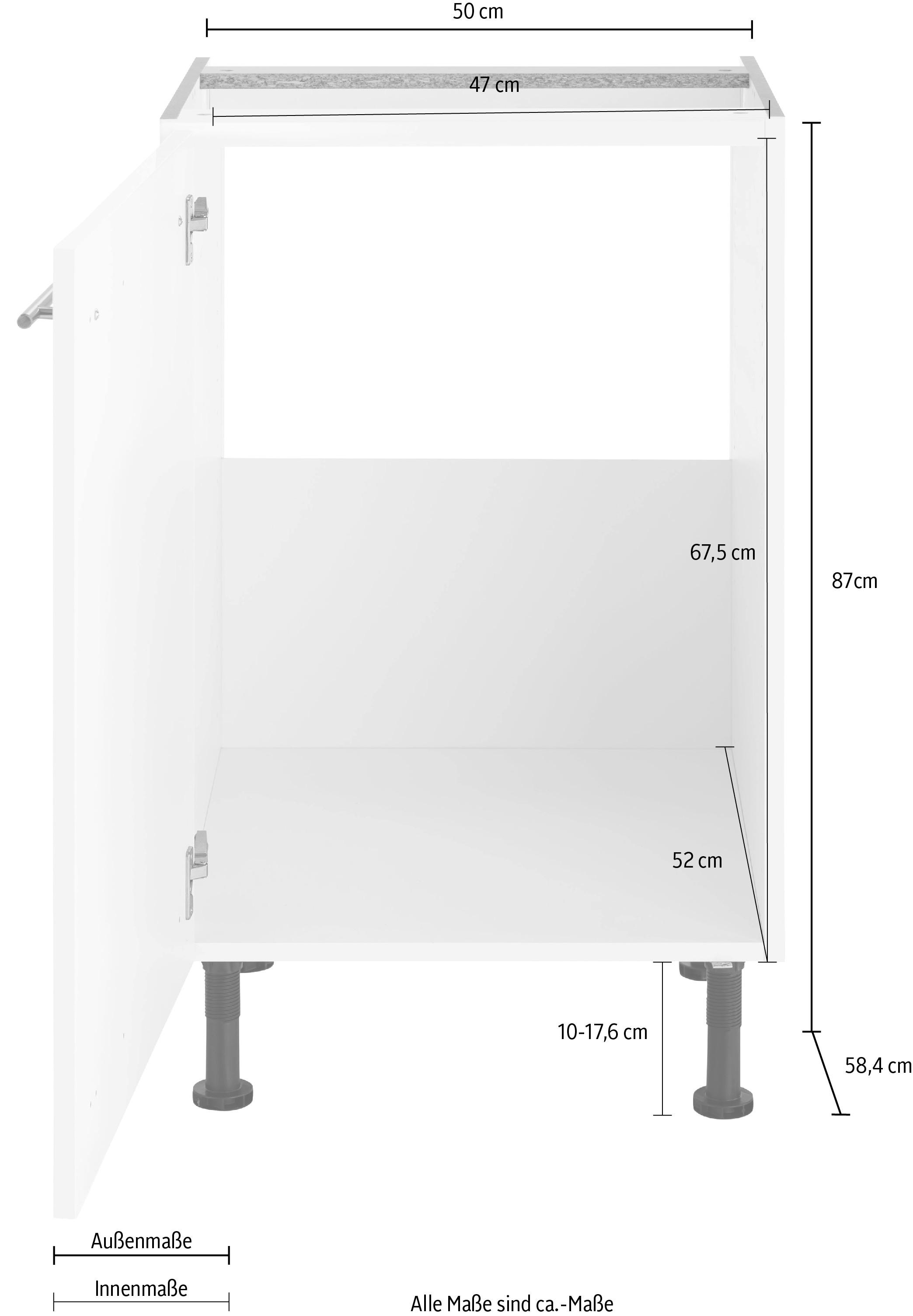 OPTIFIT Spülenschrank »Bern«, 50 cm breit, mit 1 Tür, mit höhenverstellbaren Füssen, mit Metallgriff