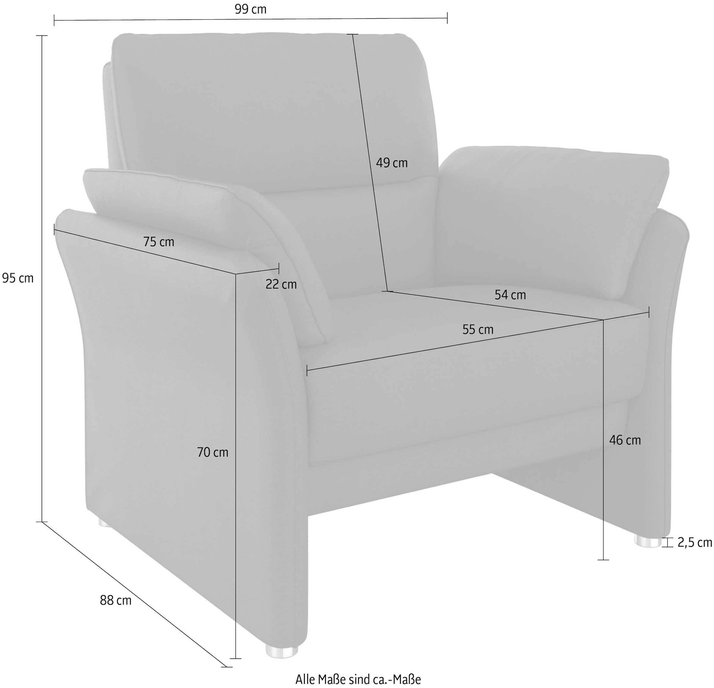 DOMO collection Sessel »Pina elegant und zeitloser Clubsessel, bequemer Cocktailsessel«, Hoher Sitzkomfort, Microfaser hochflorig, creme