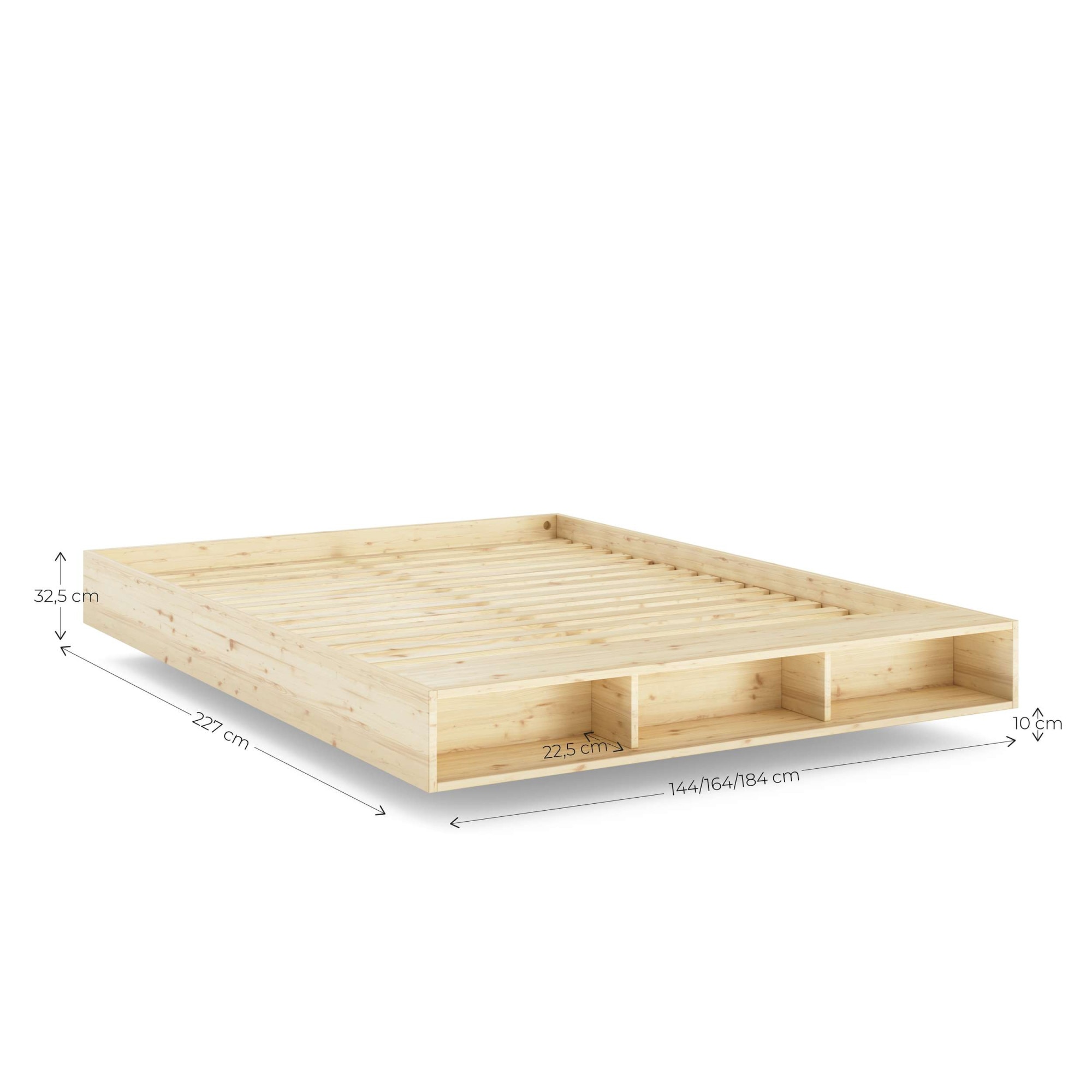 Karup Design Stauraumbett »Merge Bed Bettgestell m. integrierter Bank m. Stauraum, mehrere Grössen«, inkl. Lattenrost, excl. Matratze, FSC®-zertifiziertes Massivholz