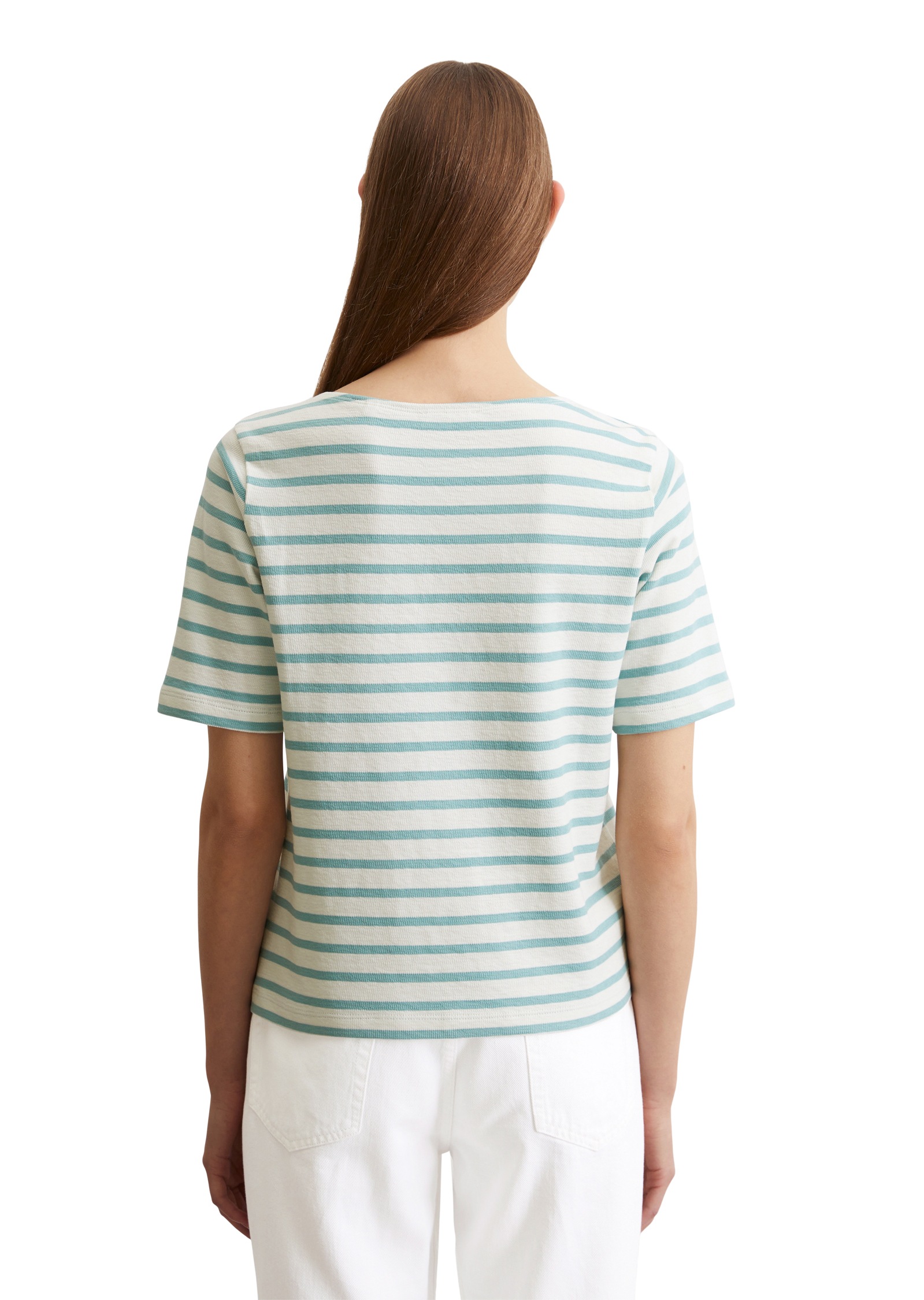Marc O'Polo T-Shirt, geringelt, U-Boot-Ausschnitt, gerade schnitten