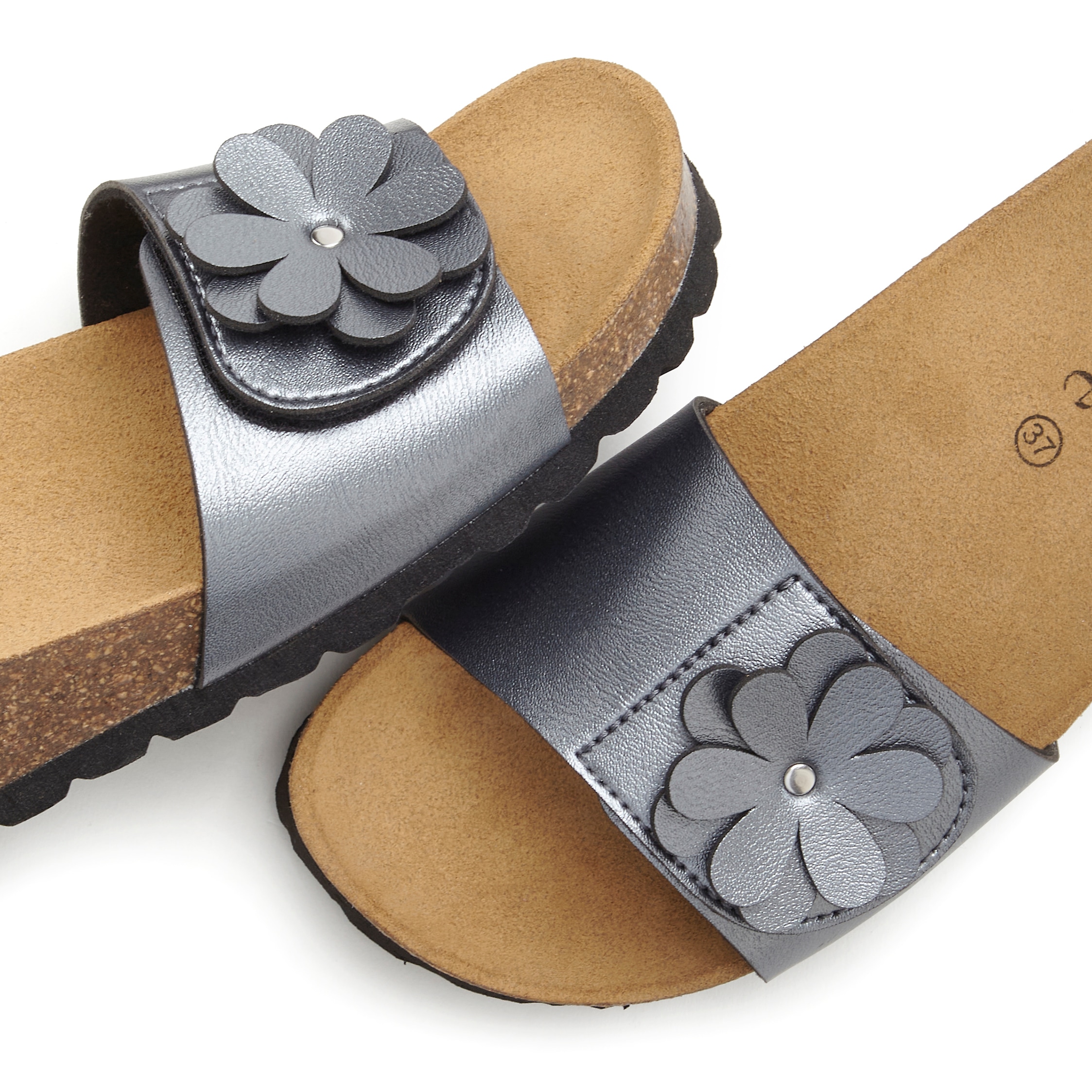 Vivance Pantolette »Mule, Sandale, offener Schuh«, mit Komfortkorkfussbett aus Leder und dezentem Keilabsatz