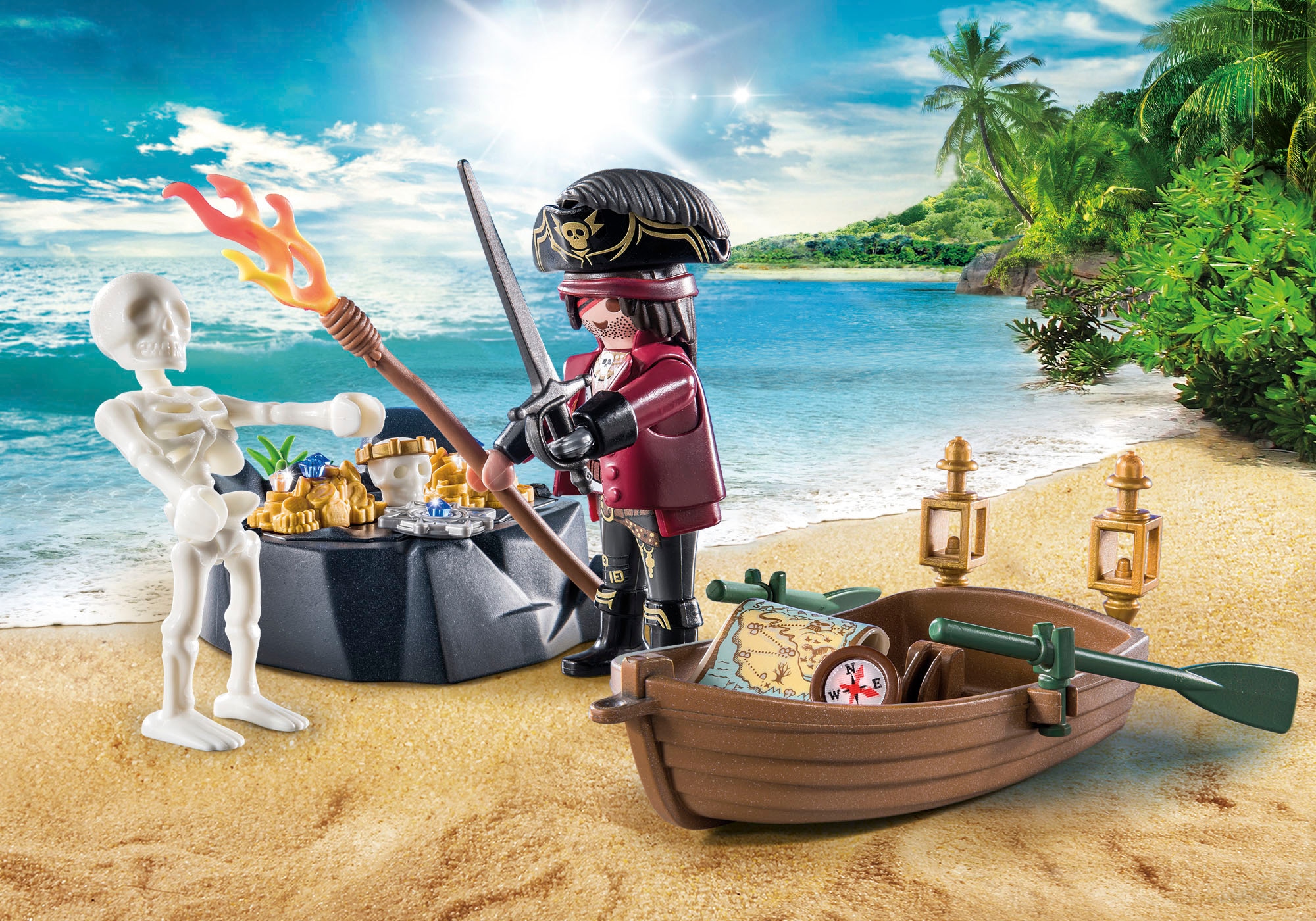 Playmobil® Konstruktions-Spielset »Starter Pack, Pirat mit Ruderboot (71254), Pirates«, (42 St.), Made in Europe