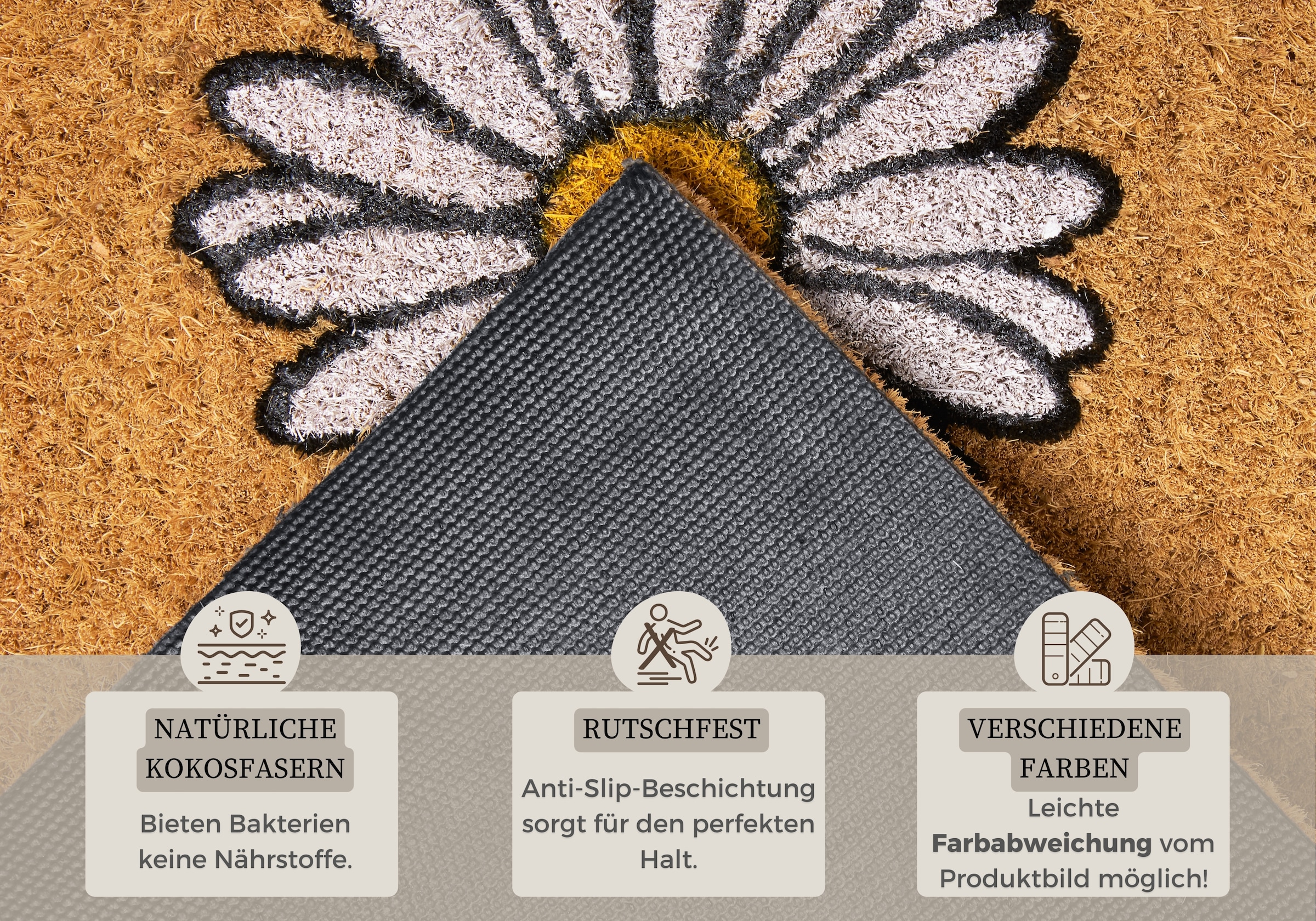 HANSE Home Fussmatte »Home, Türmatte«, rechteckig, 15 mm Höhe, Kokos, Schmutzfangmatte, Outdoor, Rutschfest, Innen, Kokosmatte, Flur