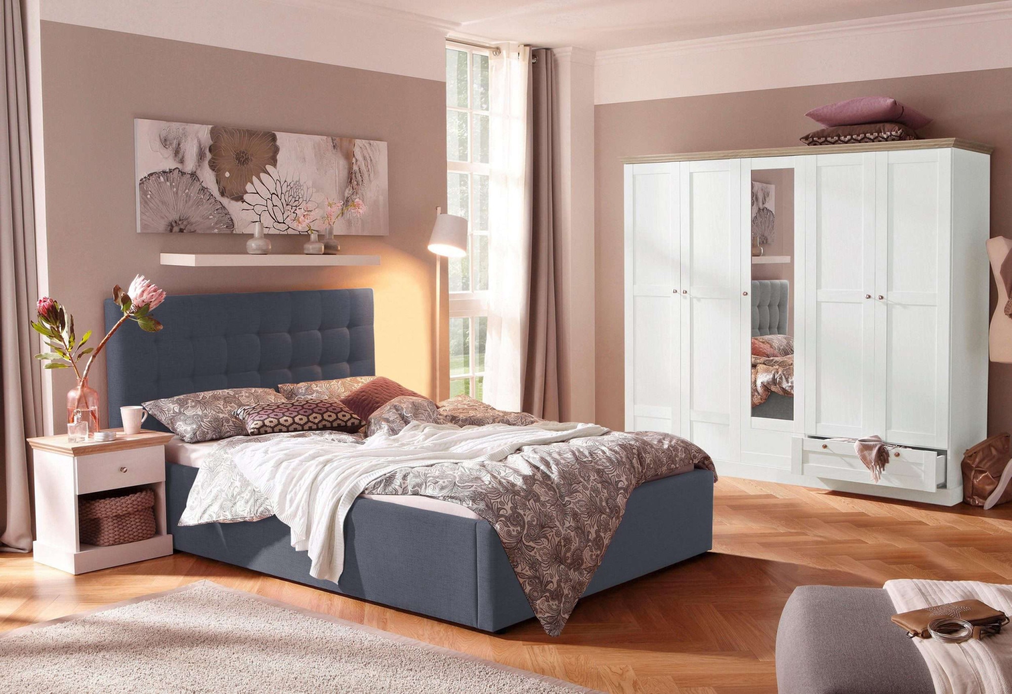 Home affaire Polsterbett »Hamar, Knopfsteppung im Kopfteil, bis 250 KG belastbar«, (3 Breiten: 100cm/ 140cm/ 180cm), in verschiedenen Grössen und Stoffen und Farben