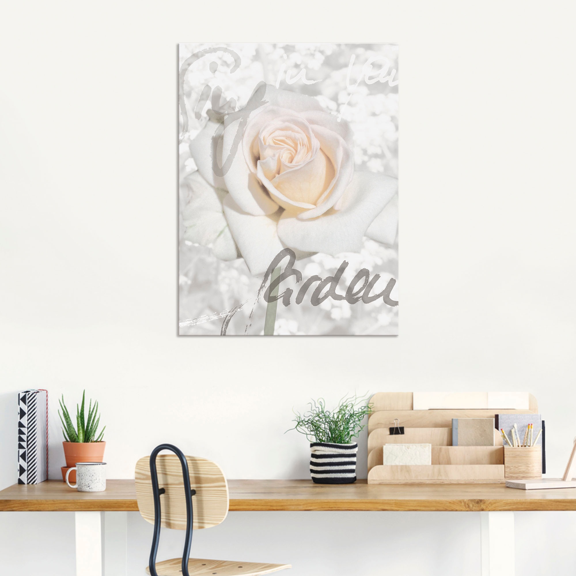 Artland Wandbild »In Lettern - Rose«, Blumen, (1 St.), als Alubild, Outdoorbild, Leinwandbild, Poster in verschied. Grössen