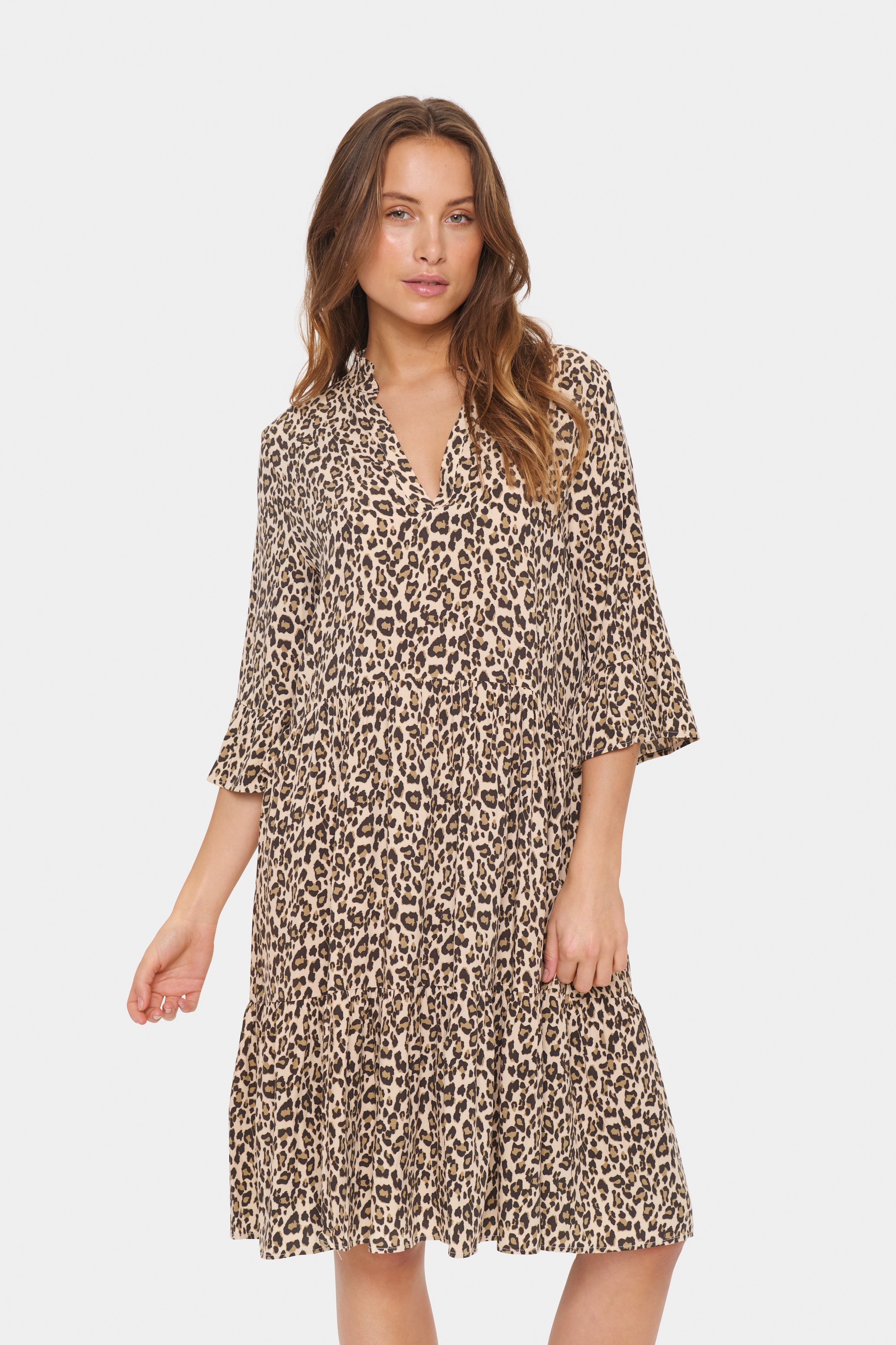 Saint Tropez Blusenkleid »EdaSZ Dress« Sommerkleid, Tunikakleid mit Volant und 3/4 Ärmel