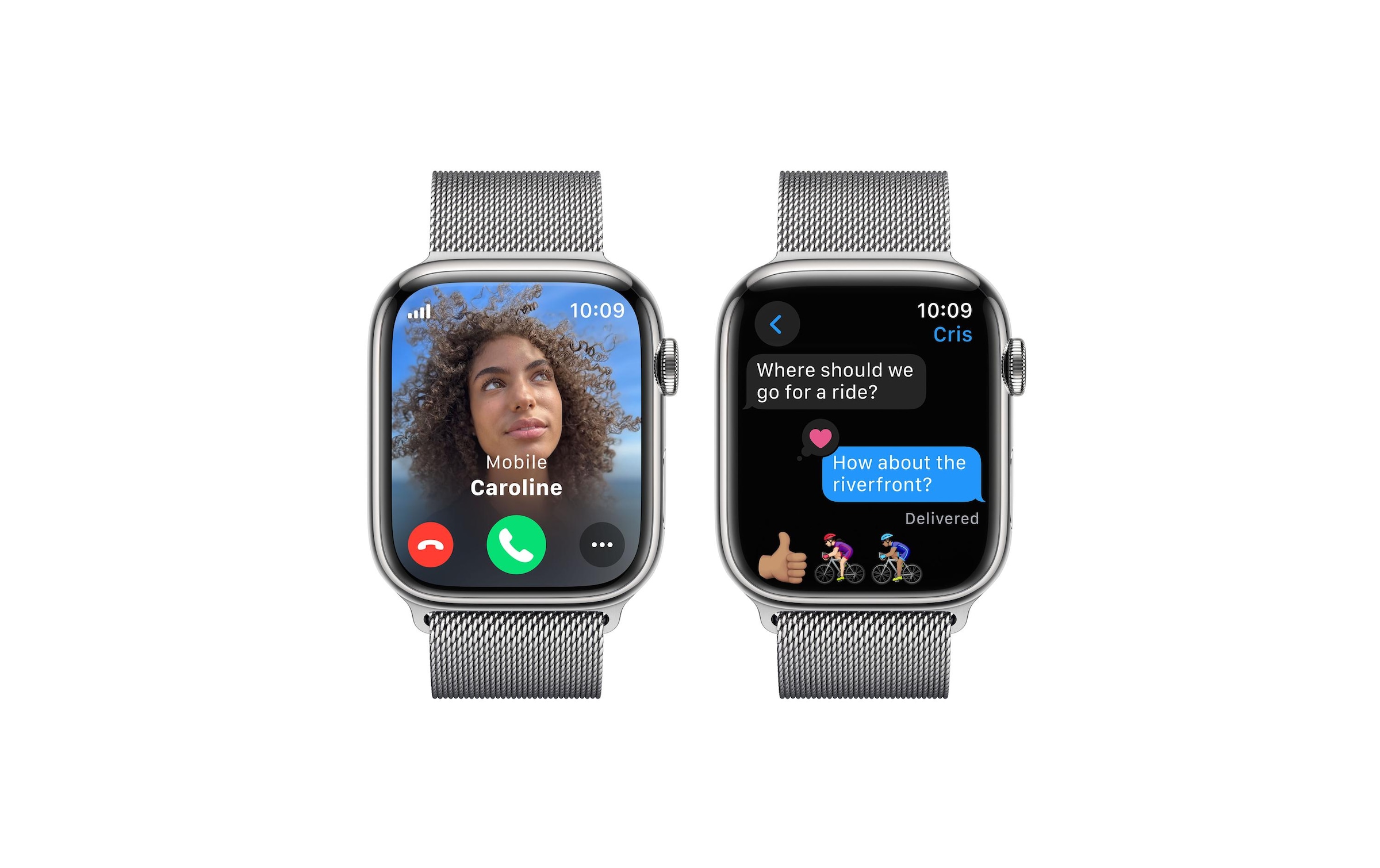 Apple Smartwatch »Series 9, GPS + Cellular, Edelstahl-Gehäuse mit Milanaise Armband«, Watch OS 10, 64 GB,)