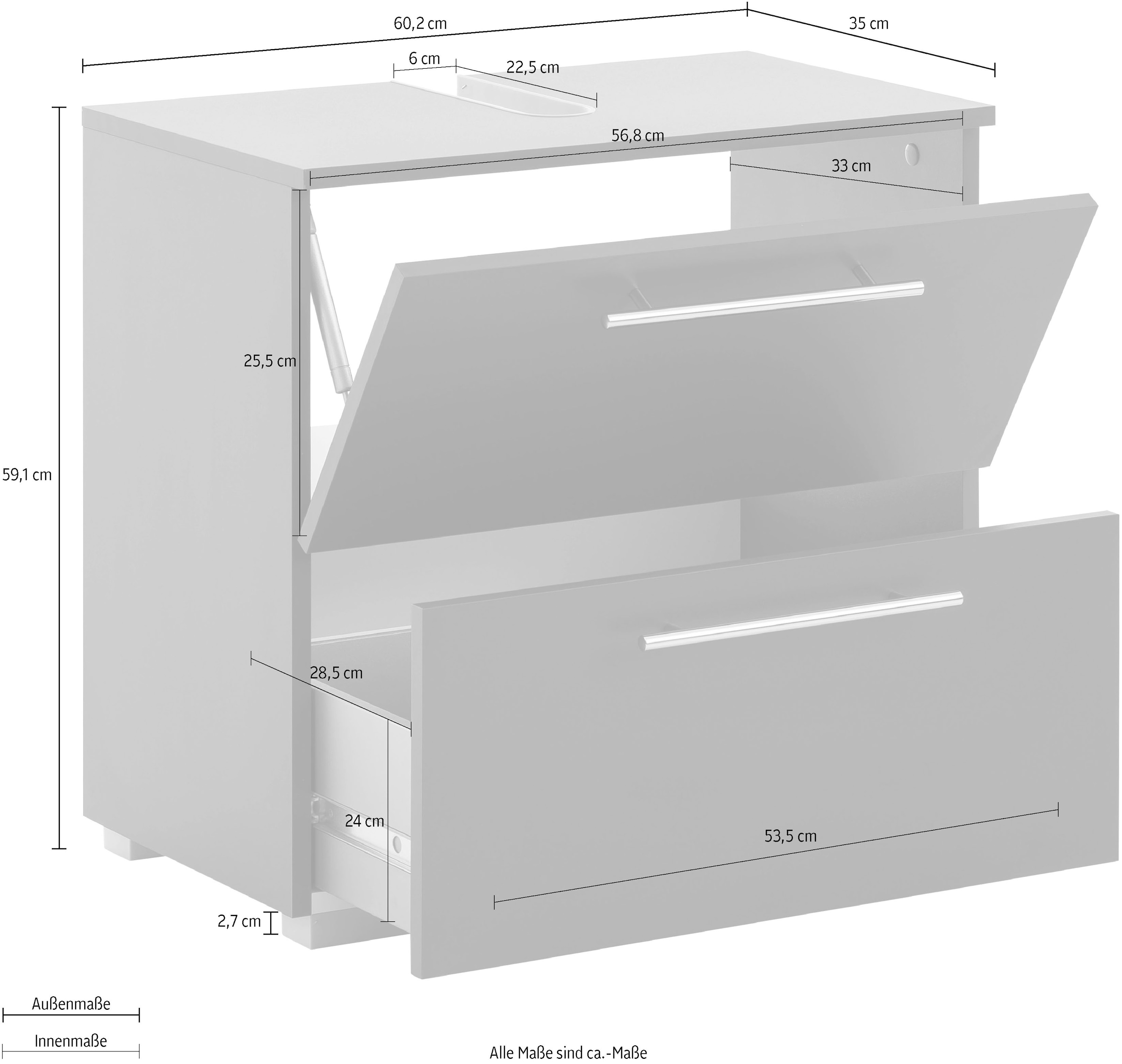 welltime Waschbeckenunterschrank »Carlos made in Germany«, Breite 60 cm
