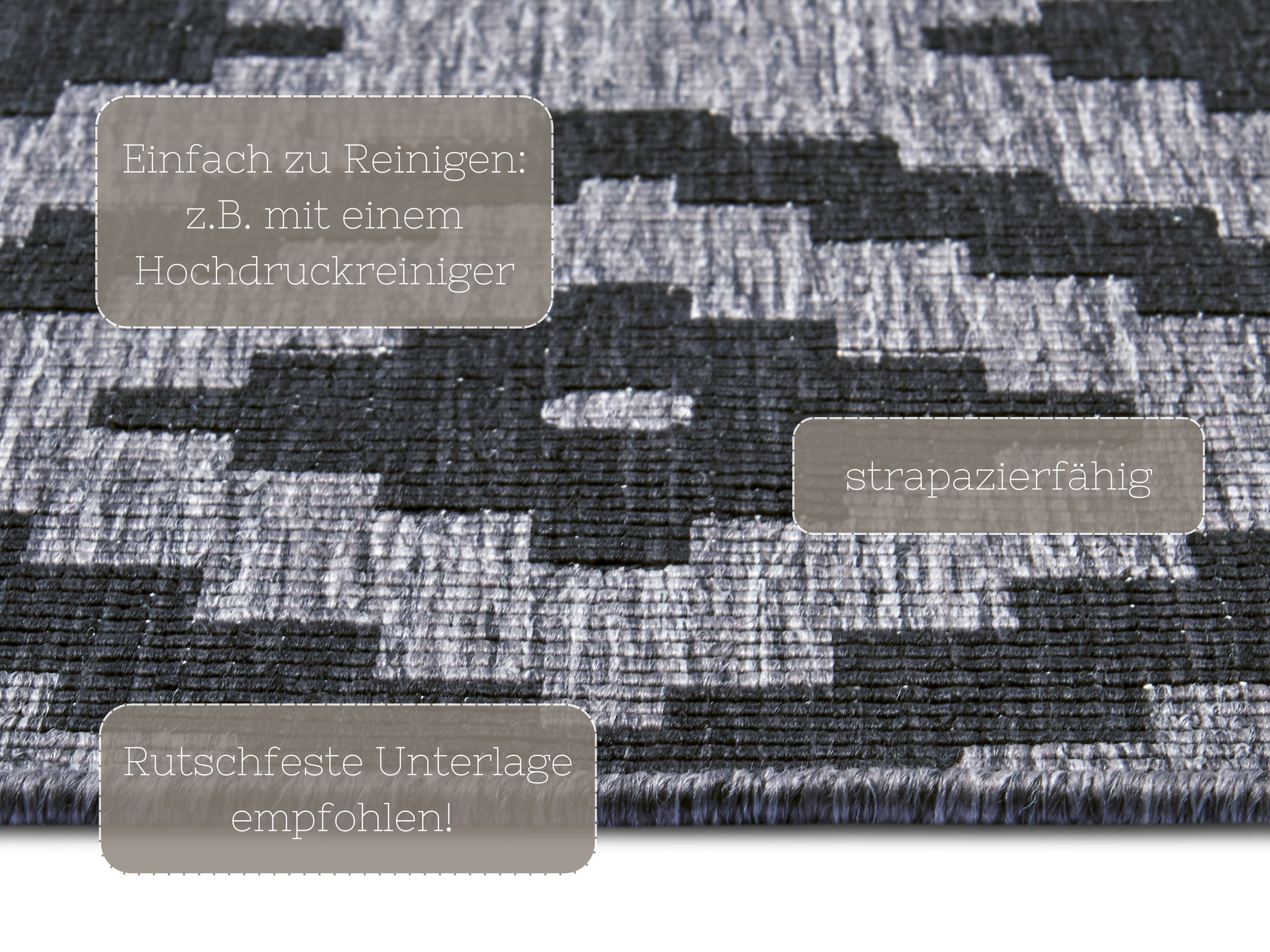 NORTHRUGS Teppich »Malta Wendeteppich«, rechteckig, 5 mm Höhe, In-& Outdoor, Wetterfest, Balkon, Terrasse, Raute, Läufer, Wohnzimmer