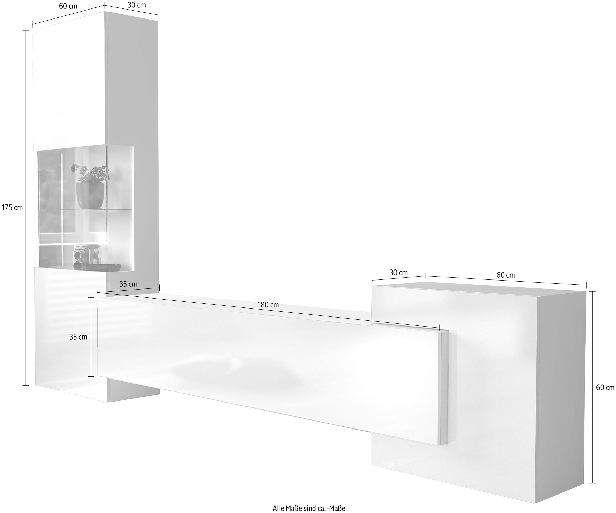 INOSIGN Wohnwand »New Incontro«, (Set, 3 St.), Korpus/ Front in weiss Hochglanz