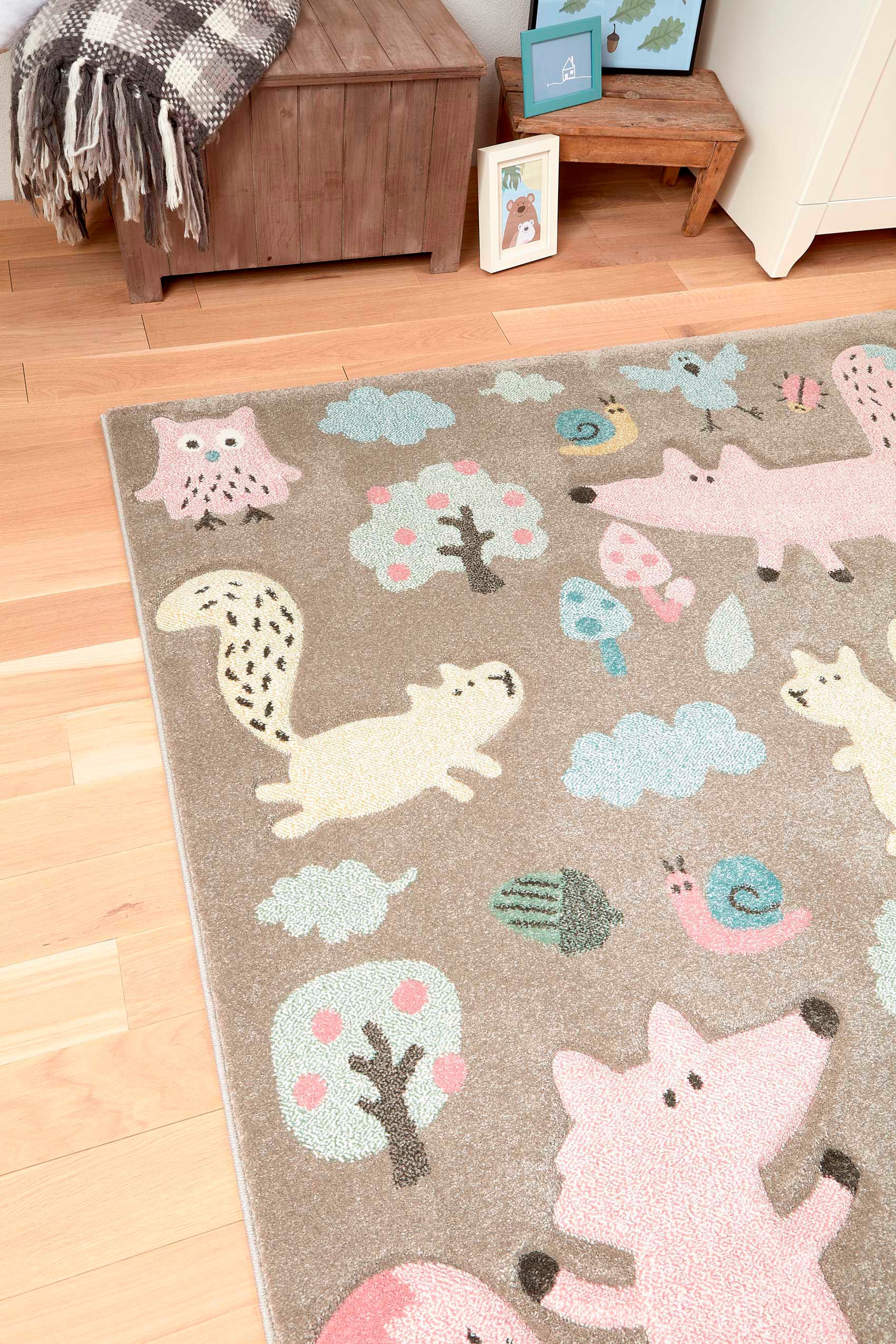 Sigikid Kinderteppich »Forest«, rechteckig, 13 mm Höhe, Wald Tiere Design, Kurzflor