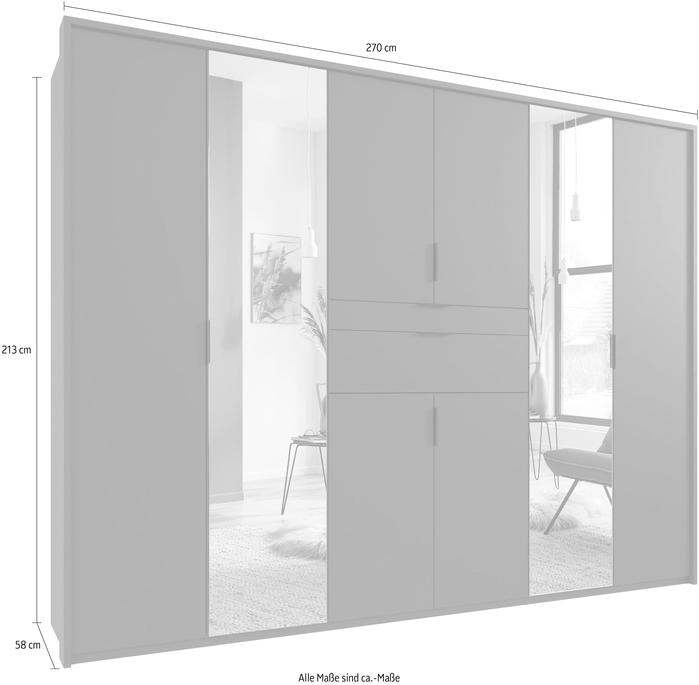 Wimex Drehtürenschrank »Moldau Kleiderschrank mit Spiegel Schlafzimmerschrank Bestseller«, Wähle deine Innenausstattung fertig konfiguriert im Schrank
