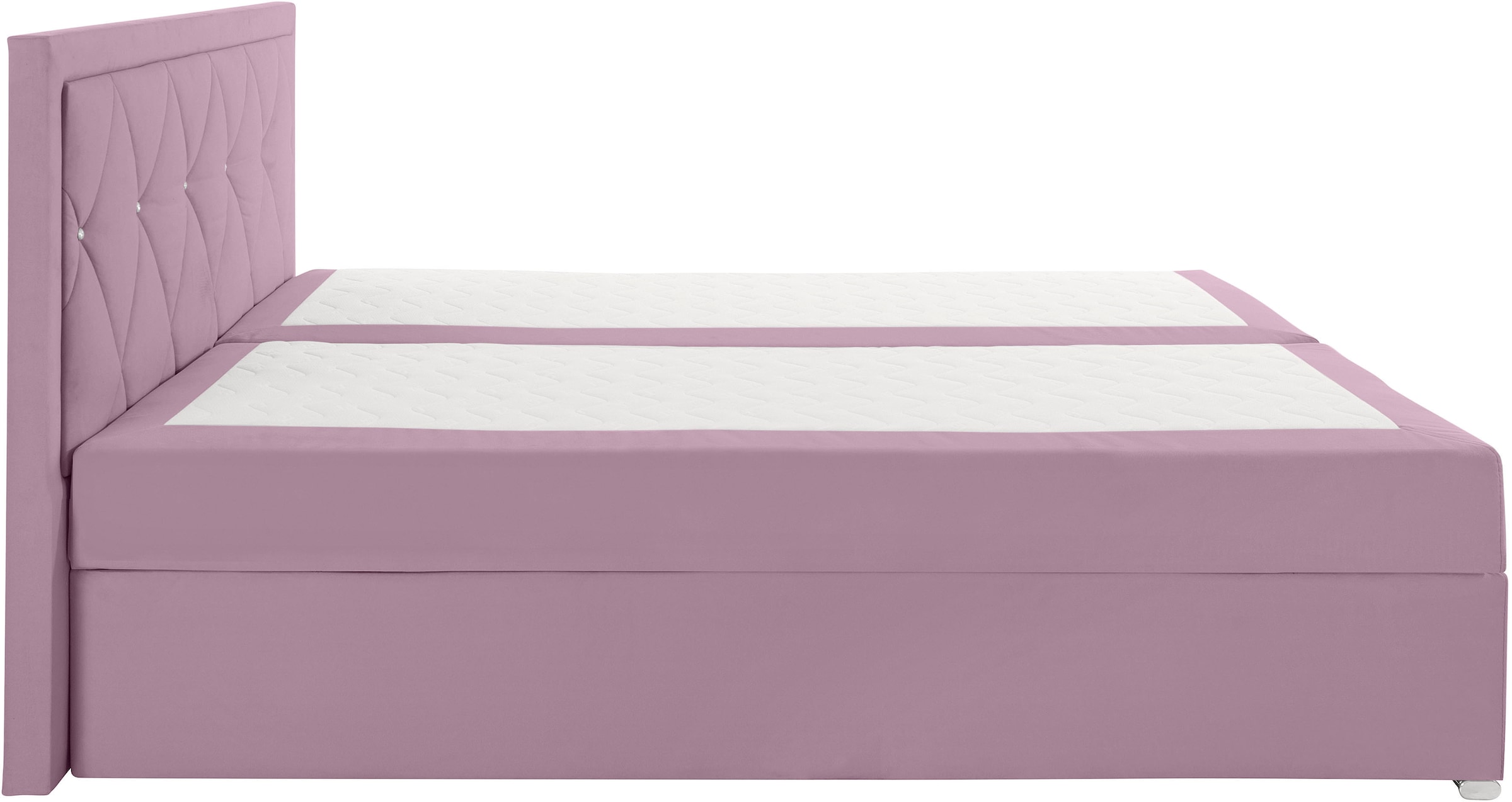 Leonique Boxbett »Alfie, Bestseller, wahlweise mit Bettkasten«, mit Strasssteinen im Kopfteil, H2, H3 und H4 wählbar