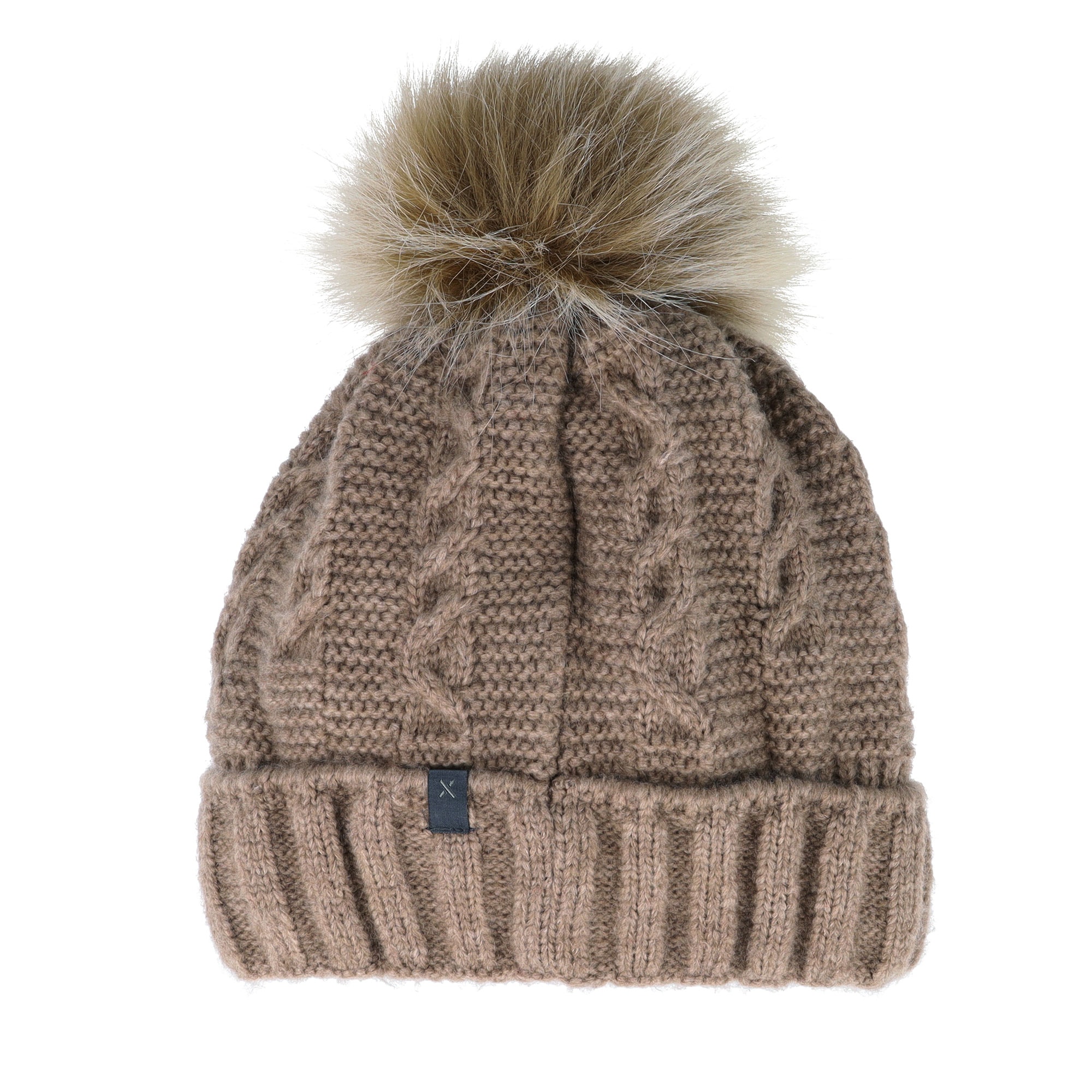 MAXIMO Strickmütze, angenehmer Materialmix, gefüttert, Bommel, breiter Umschlag