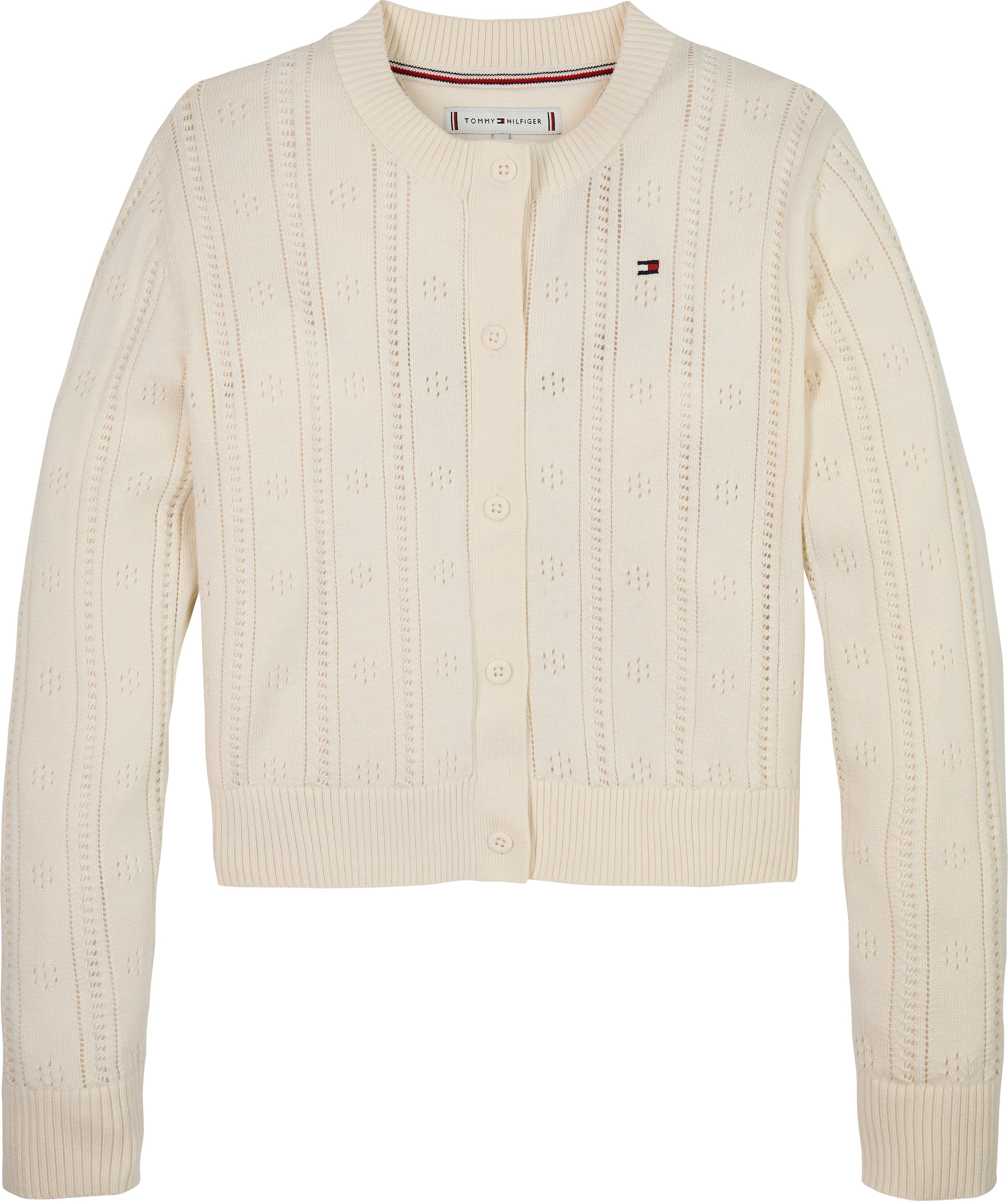 Tommy Hilfiger Strickjacke »POINTELLE CARDIGAN LS«, für Kinder bis 16 Jahre, mit süssem Muster