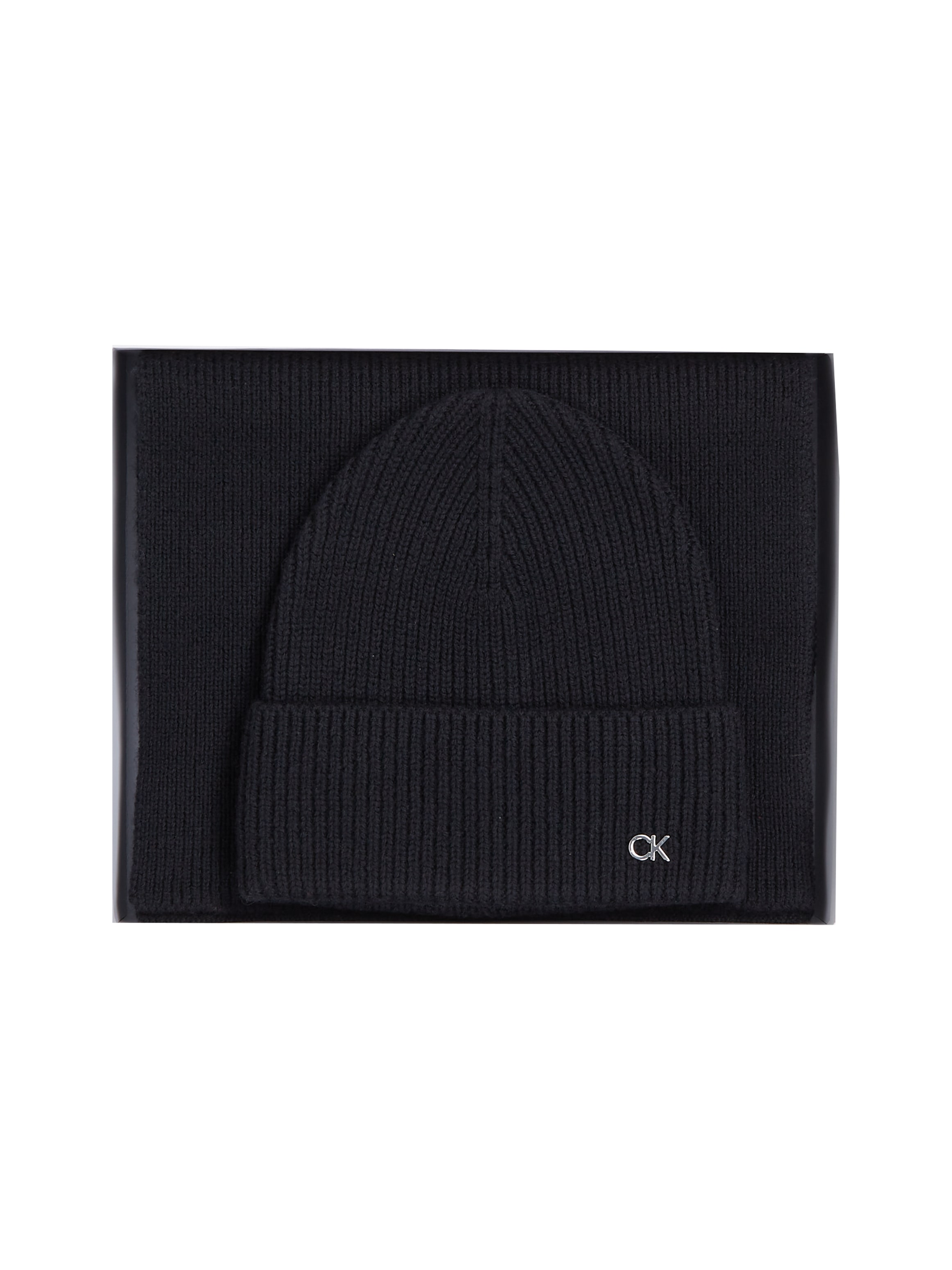 Calvin Klein Strickmütze »CK METAL CHUNKY BEANIE & SCARF«, (Set), mit Logozeichen