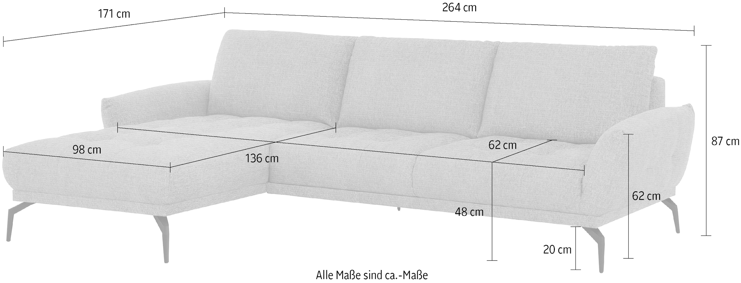 exxpo - sofa fashion Ecksofa »NICEA erstklassiger Sitzkomfort, OTTOs Choice, L-Form, bodenfrei«, In hochwertiger Verarbeitung und ergonomische Sitzposition