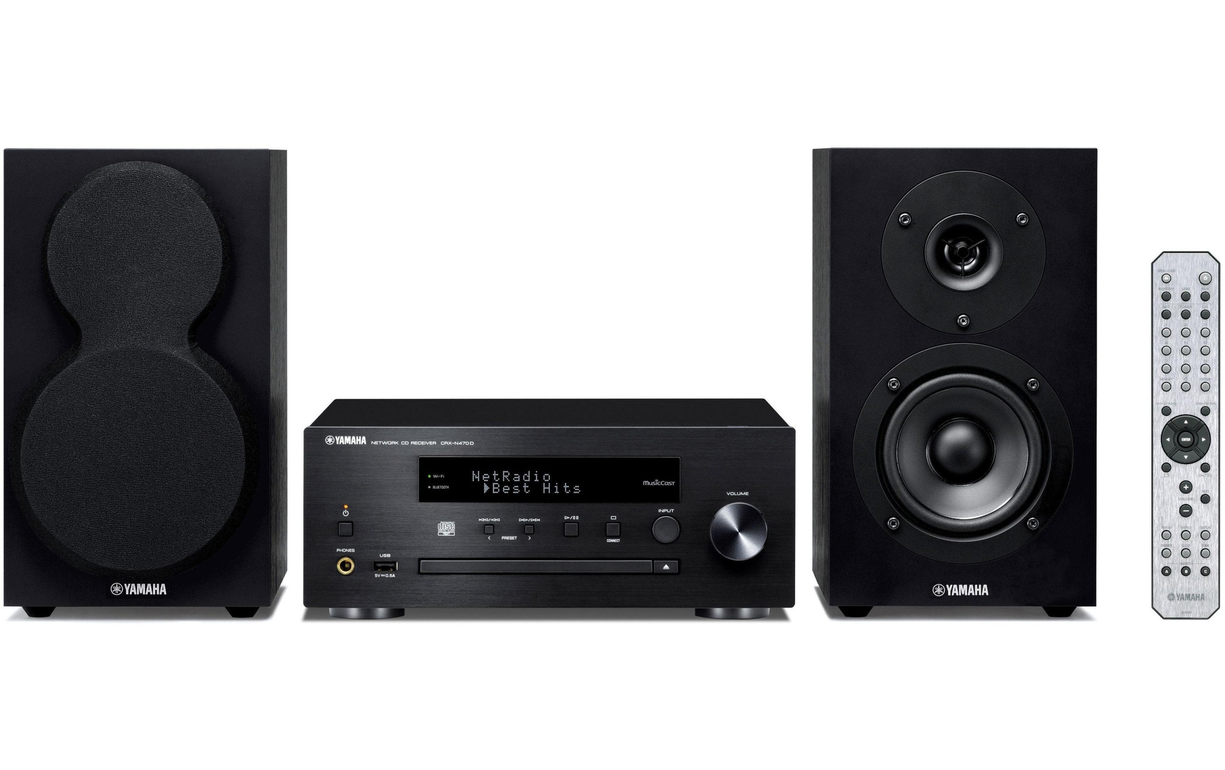 Yamaha Microanlage »MusicCast MCR-N470 DAB Schwarz«, (Bluetooth-WLAN Digitalradio (DAB+)-FM-Tuner)