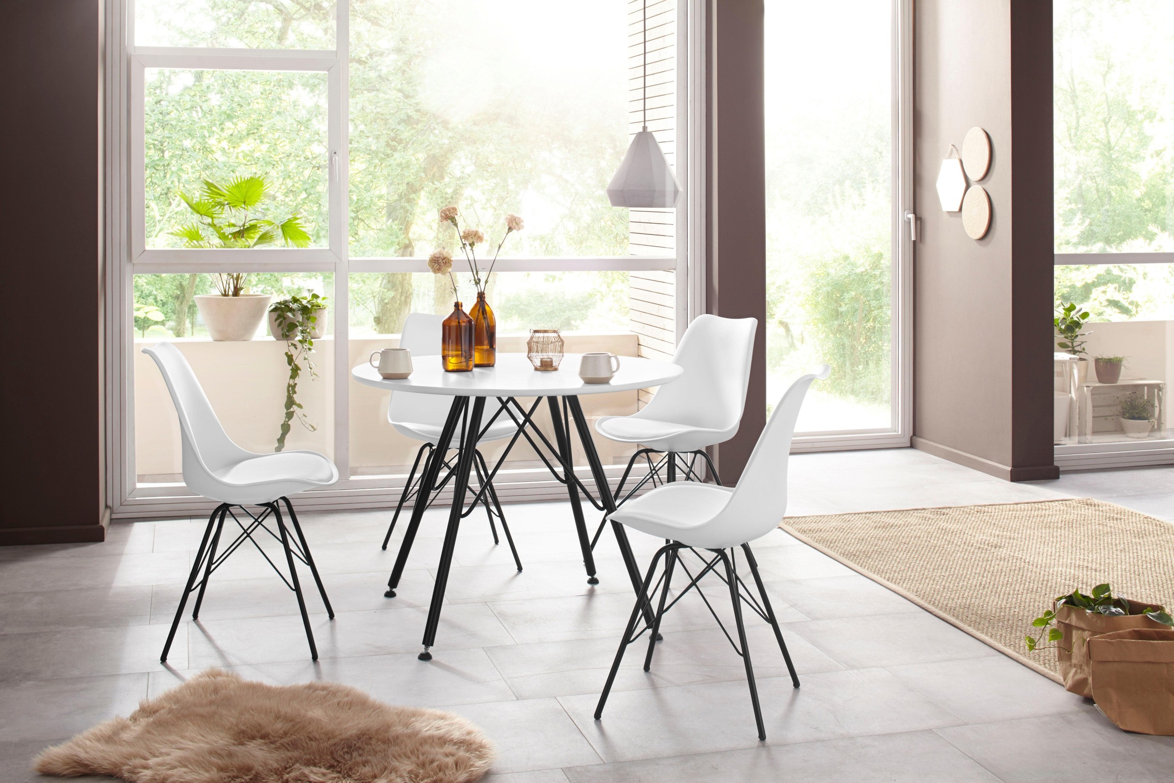 Homexperts 4-Fussstuhl »Ursel 01«, (Set), 2 St., Kunstleder, Sitzschale mit Sitzkissen in Kunstleder